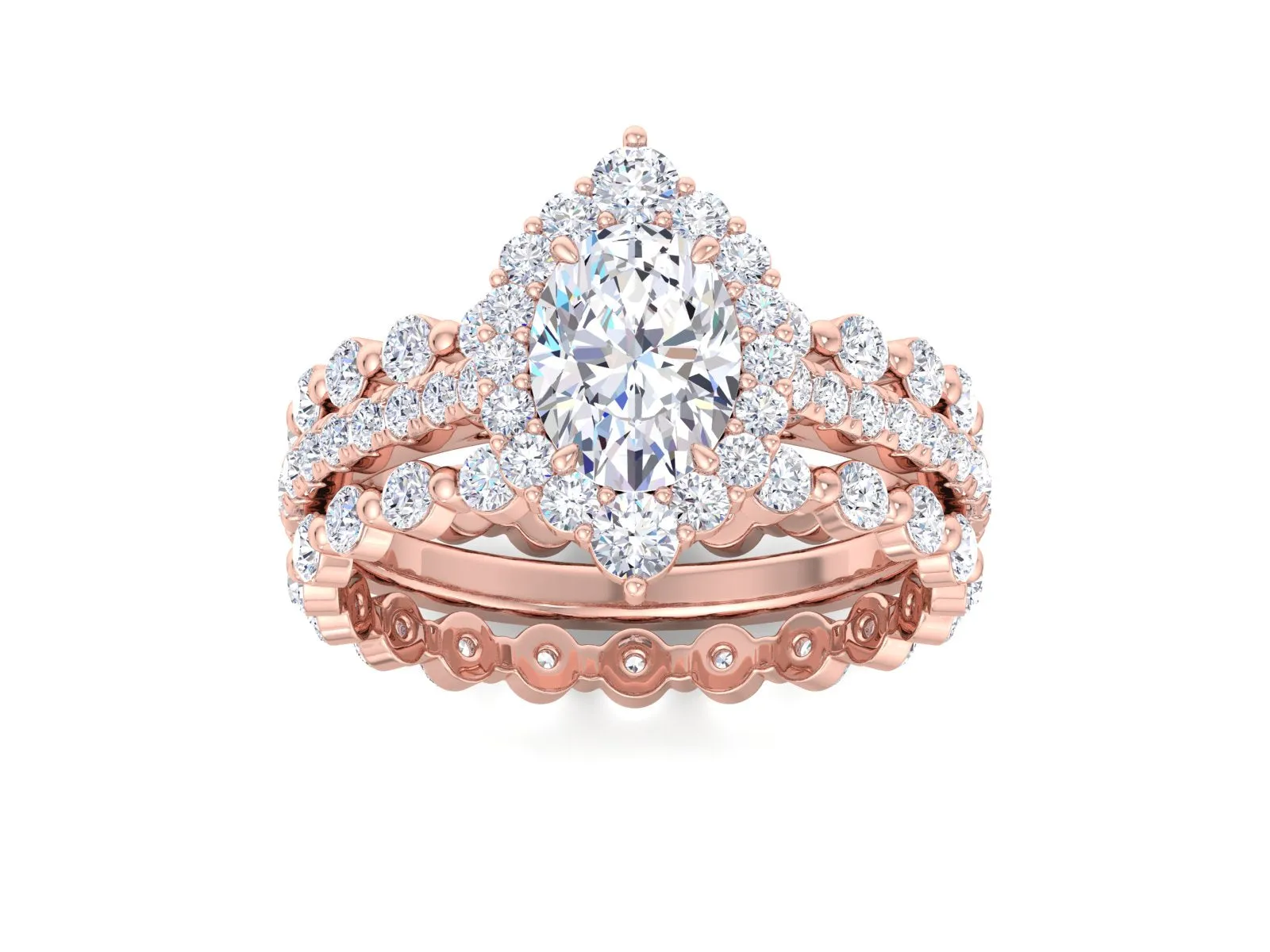 1.00 CT Oval Halo Moissanite Engagement Ring sets