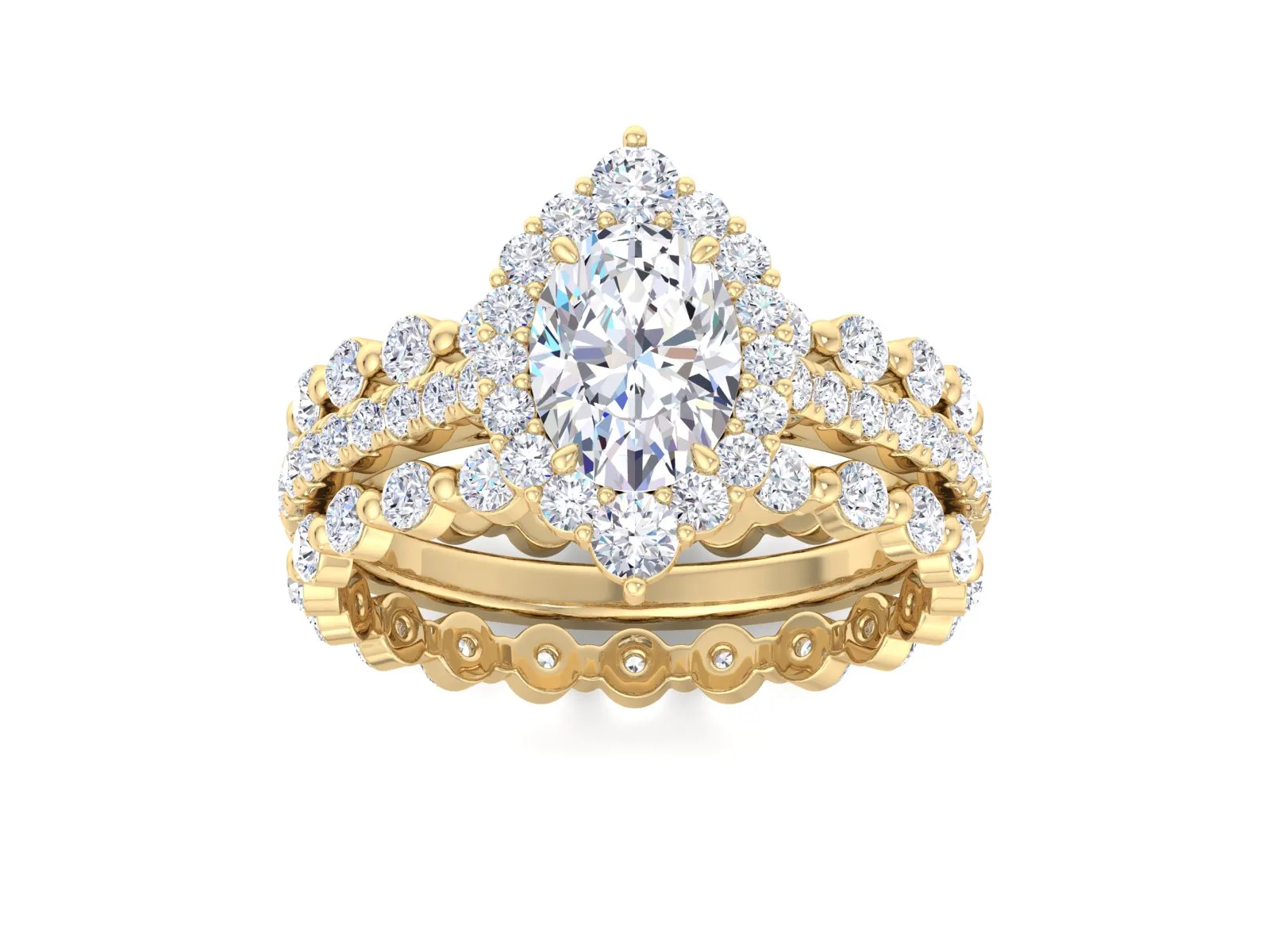 1.00 CT Oval Halo Moissanite Engagement Ring sets