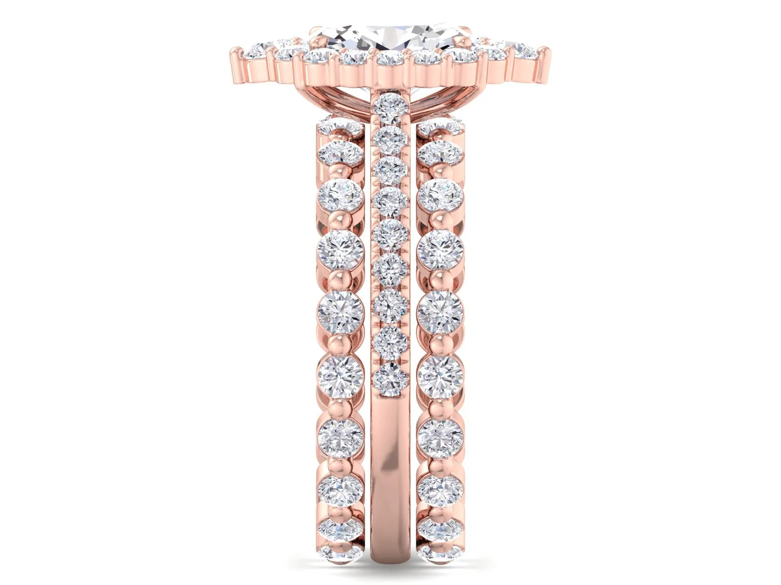 1.00 CT Oval Halo Moissanite Engagement Ring sets