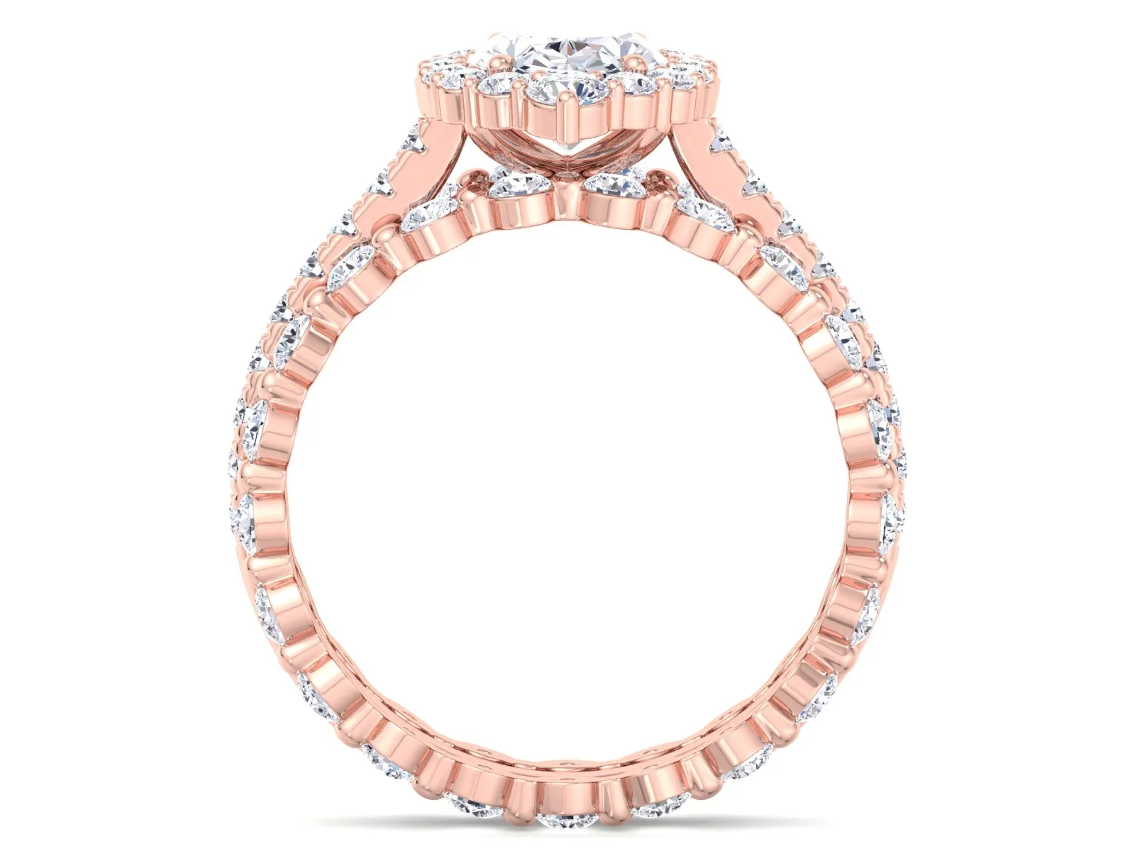 1.00 CT Oval Halo Moissanite Engagement Ring sets
