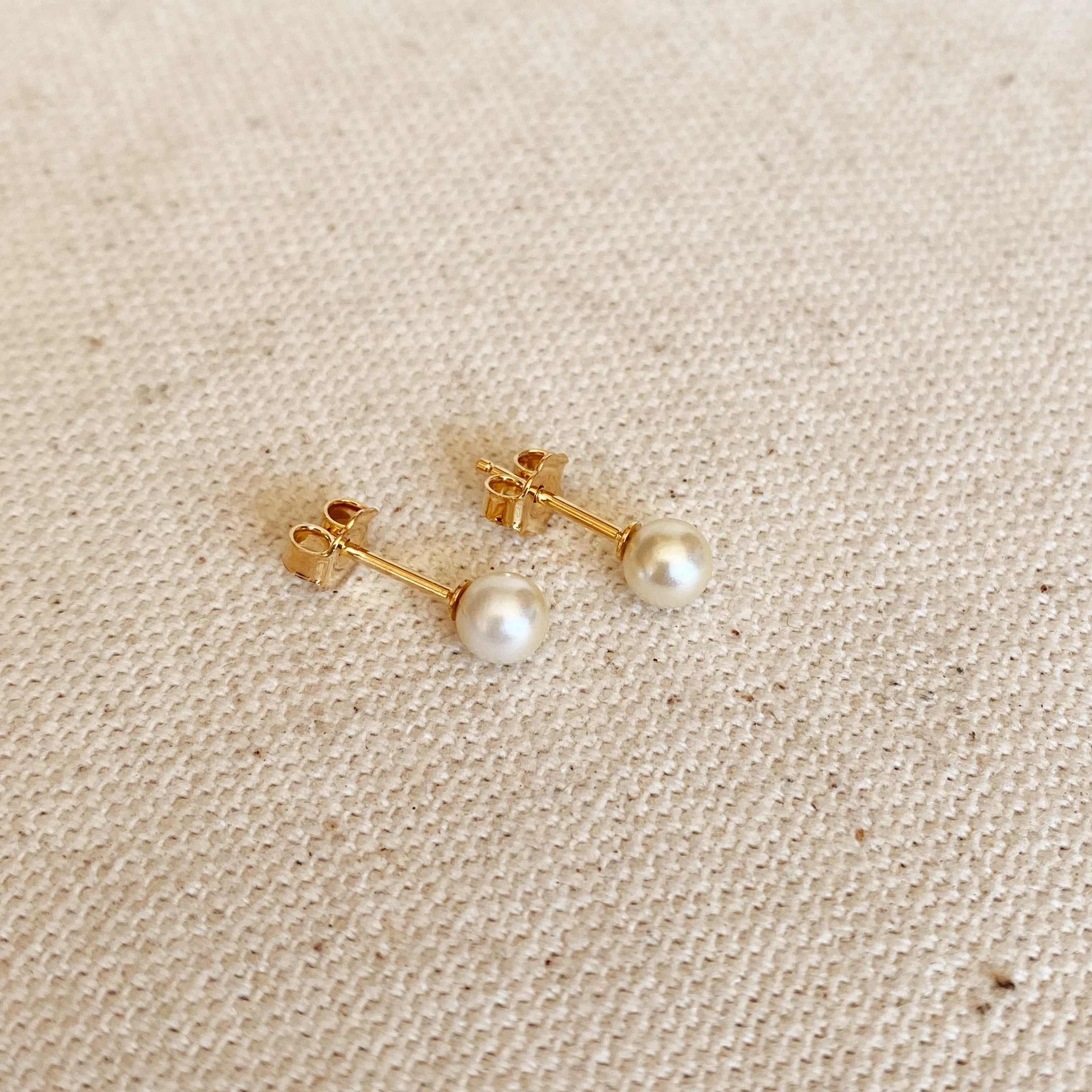 18k Gold Filled Simulated Pearl Stud