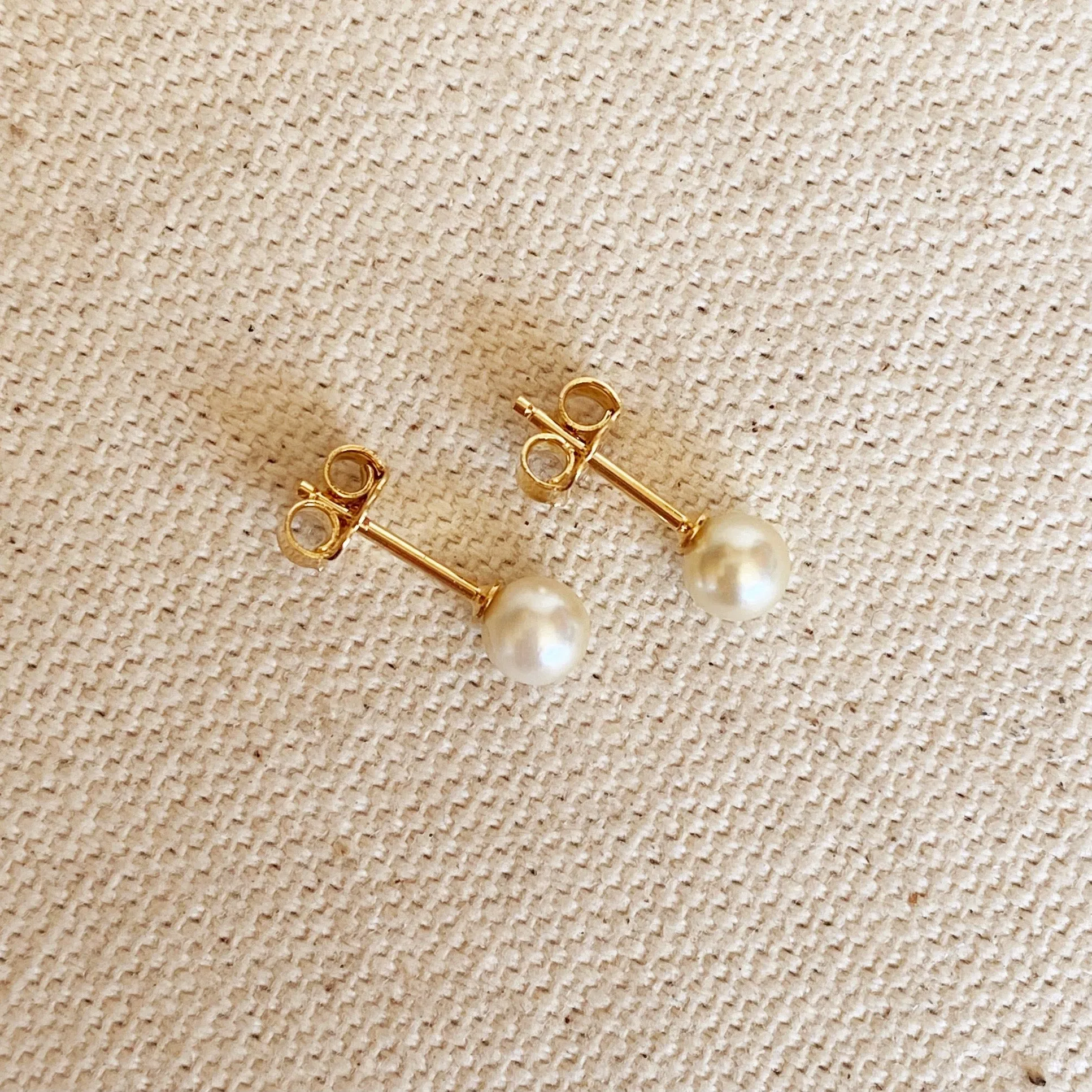 18k Gold Filled Simulated Pearl Stud