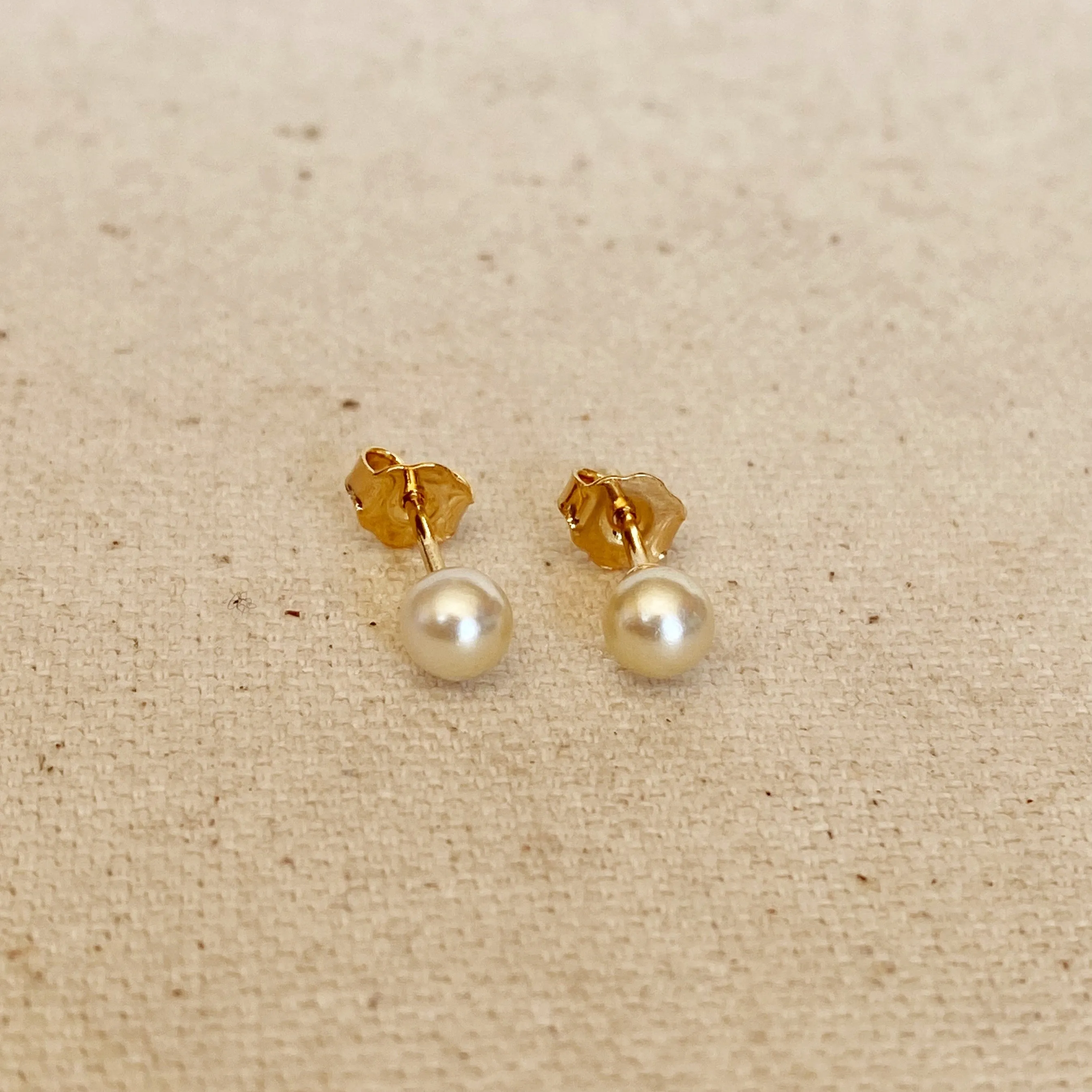 18k Gold Filled Simulated Pearl Stud