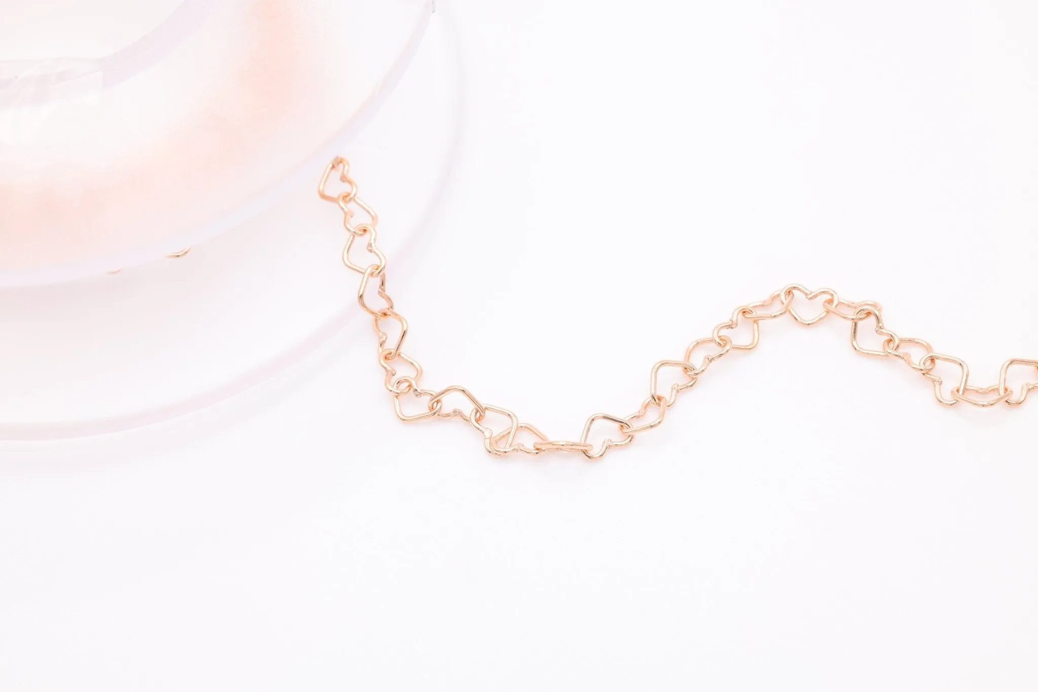 3.2mm Heart Chain, 925 Sterling Silver or 14K Gold-Filled, Heart Cable Chain Wholesale Jewelry Making