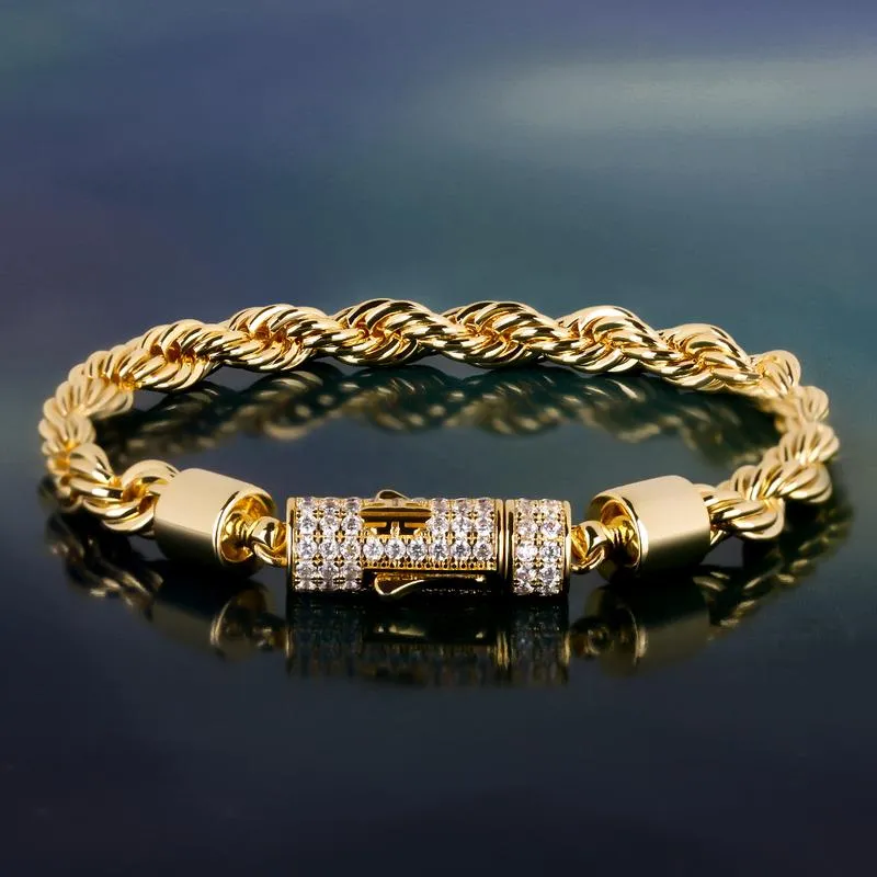 6mm Rope Chain Bracelet w/ Iced Out Clasp