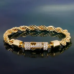 6mm Rope Chain Bracelet w/ Iced Out Clasp