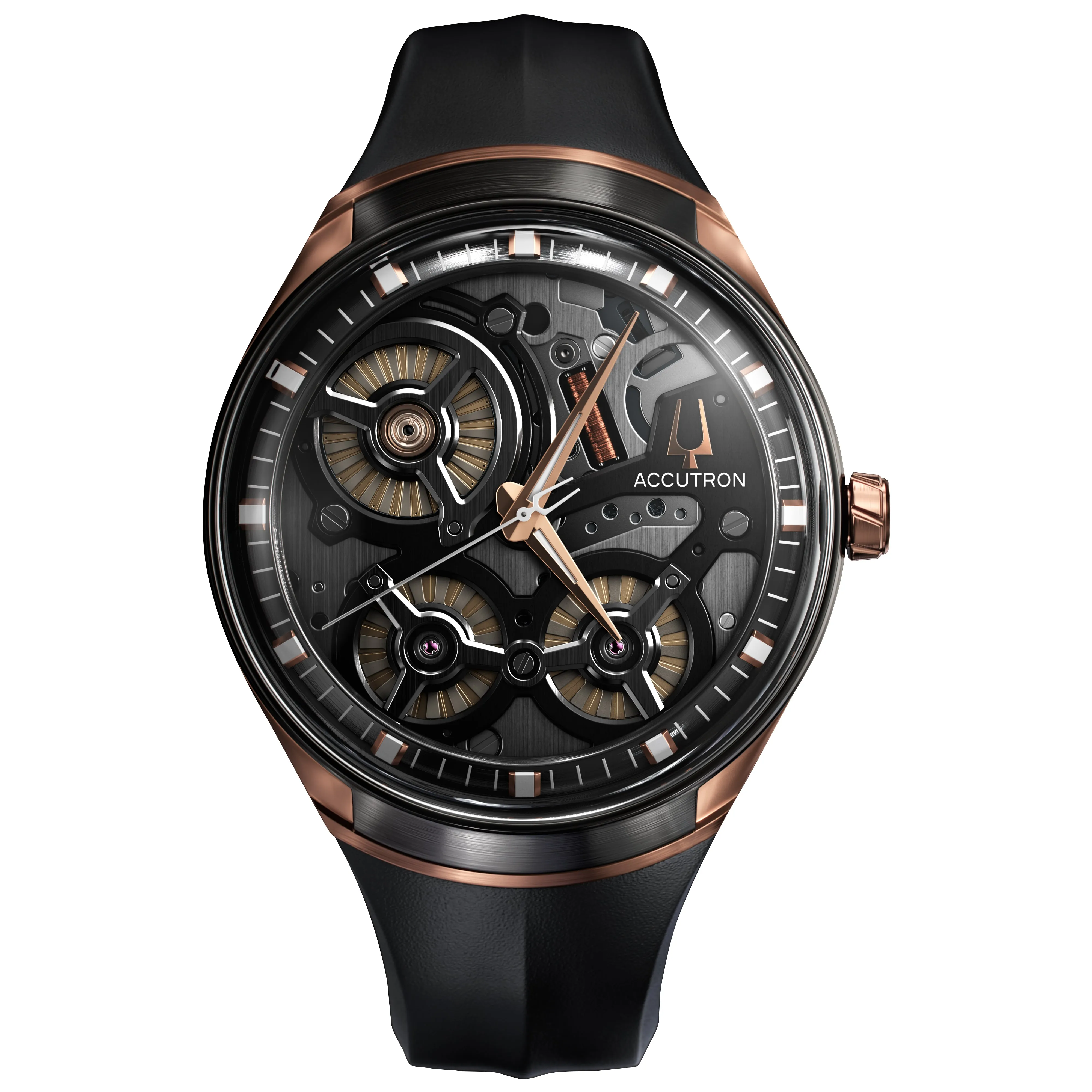Accutron DNA Electrostatic Open Face Rose Gold Black Dial Watch 2ES8A002