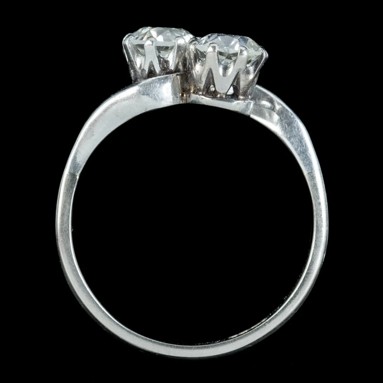 Antique Art Deco Toi Et Moi Diamond Twist Ring 1.5ct Of Diamond