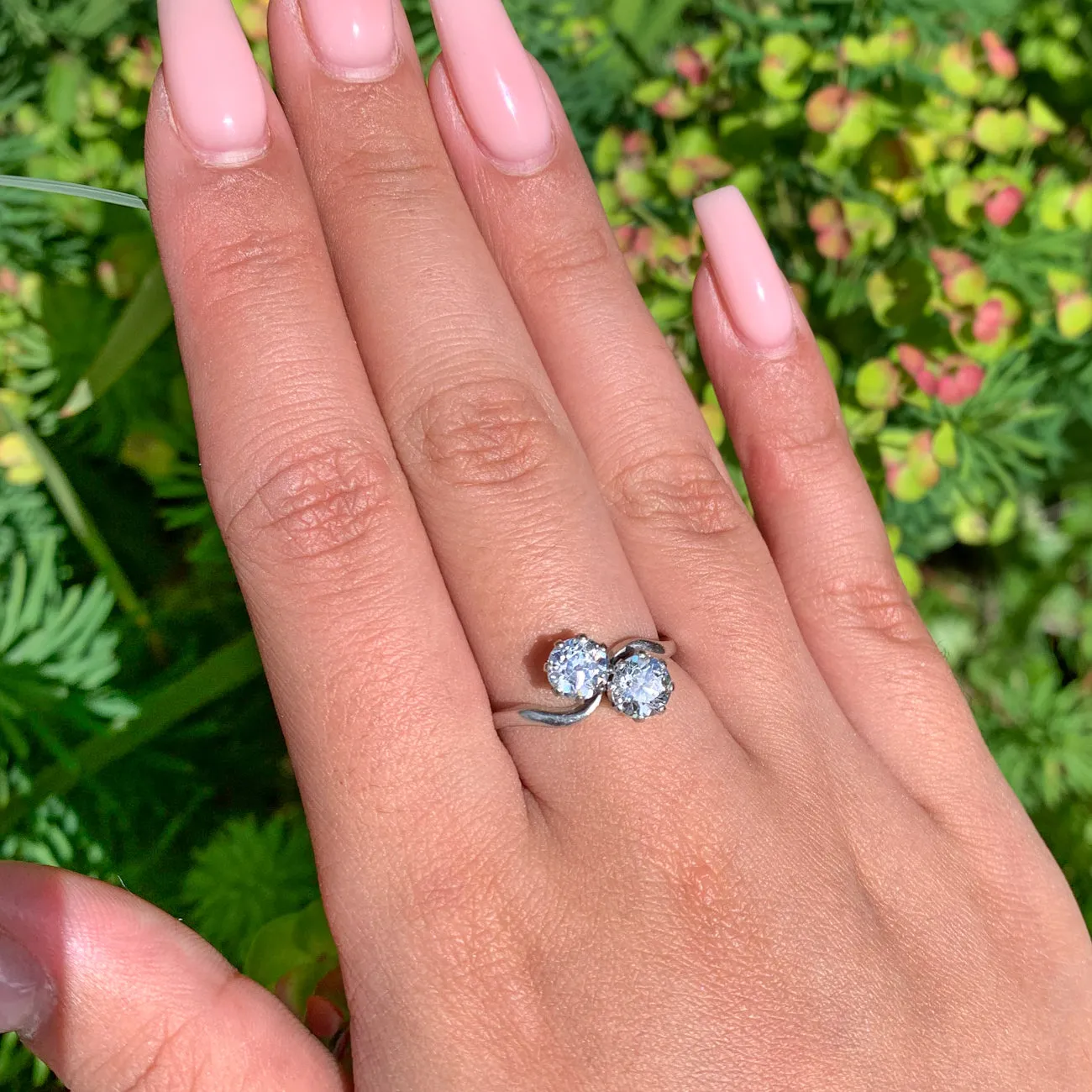 Antique Art Deco Toi Et Moi Diamond Twist Ring 1.5ct Of Diamond