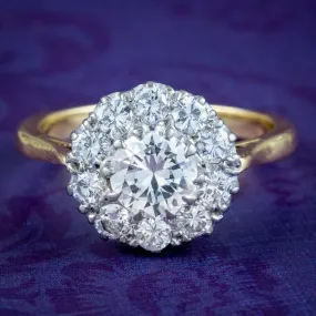 Antique Edwardian Diamond Daisy Cluster Ring 1.6ct Total