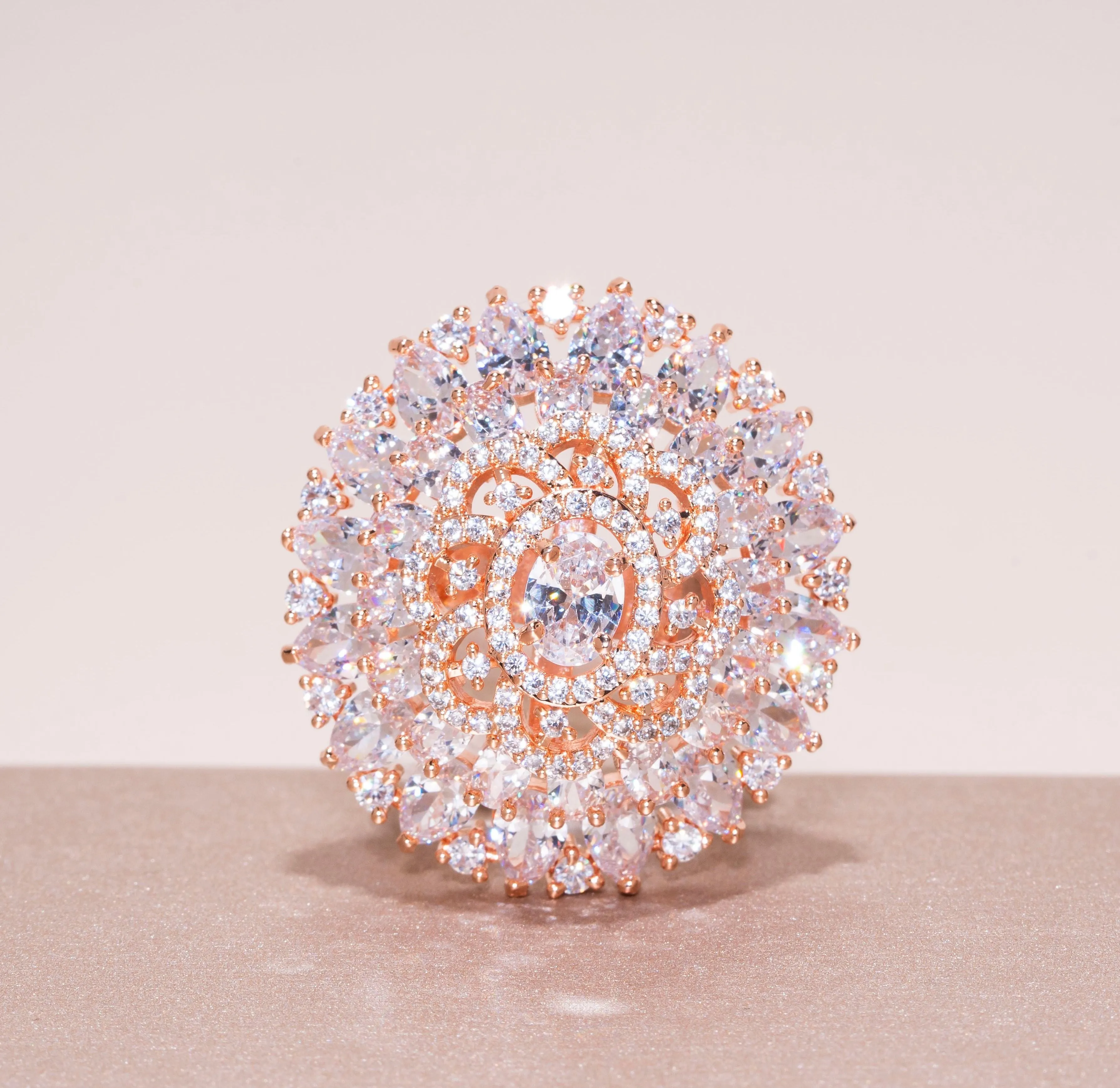 Aya Rose Gold Indian Jewelry Cocktail Ring by Jaipur Rose