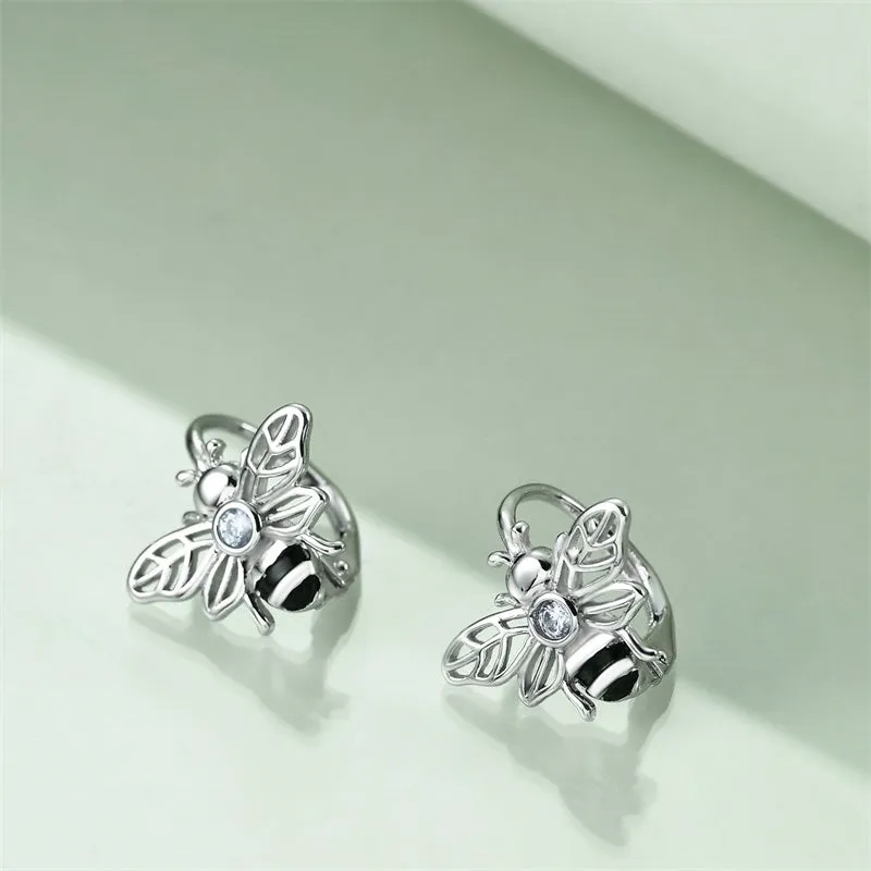 Bee Earrings Sterling Silver Bumble Bee Gold Plated Hoop Earrings Leverback Dangle Earrings for Women Jewelry Gifts for Women Girls