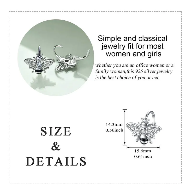 Bee Earrings Sterling Silver Bumble Bee Gold Plated Hoop Earrings Leverback Dangle Earrings for Women Jewelry Gifts for Women Girls
