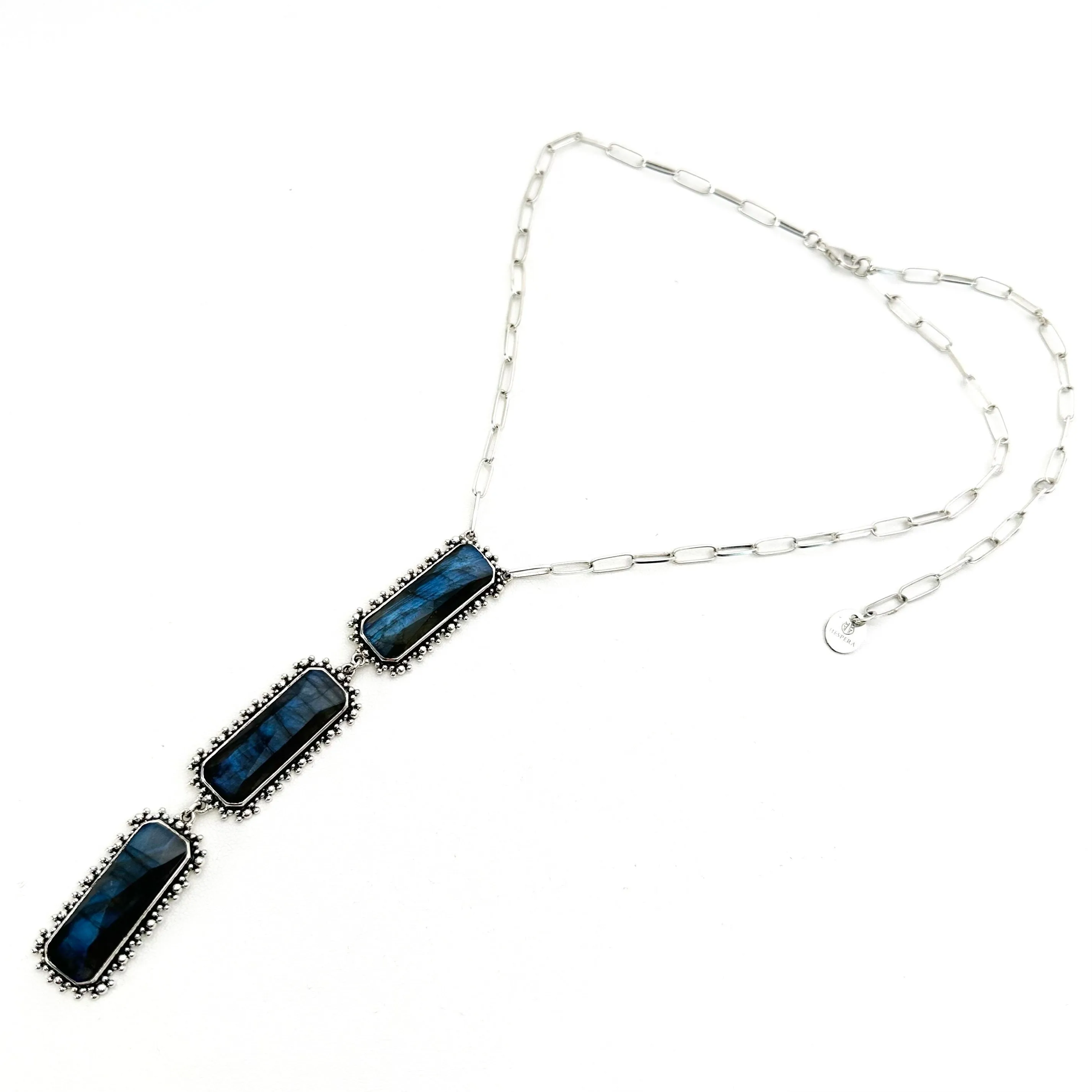 Brilliant Baguettes Lariat Necklace- Labradorite
