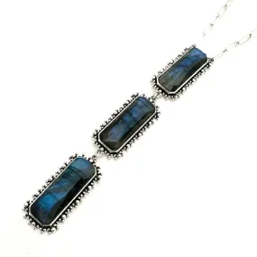 Brilliant Baguettes Lariat Necklace- Labradorite