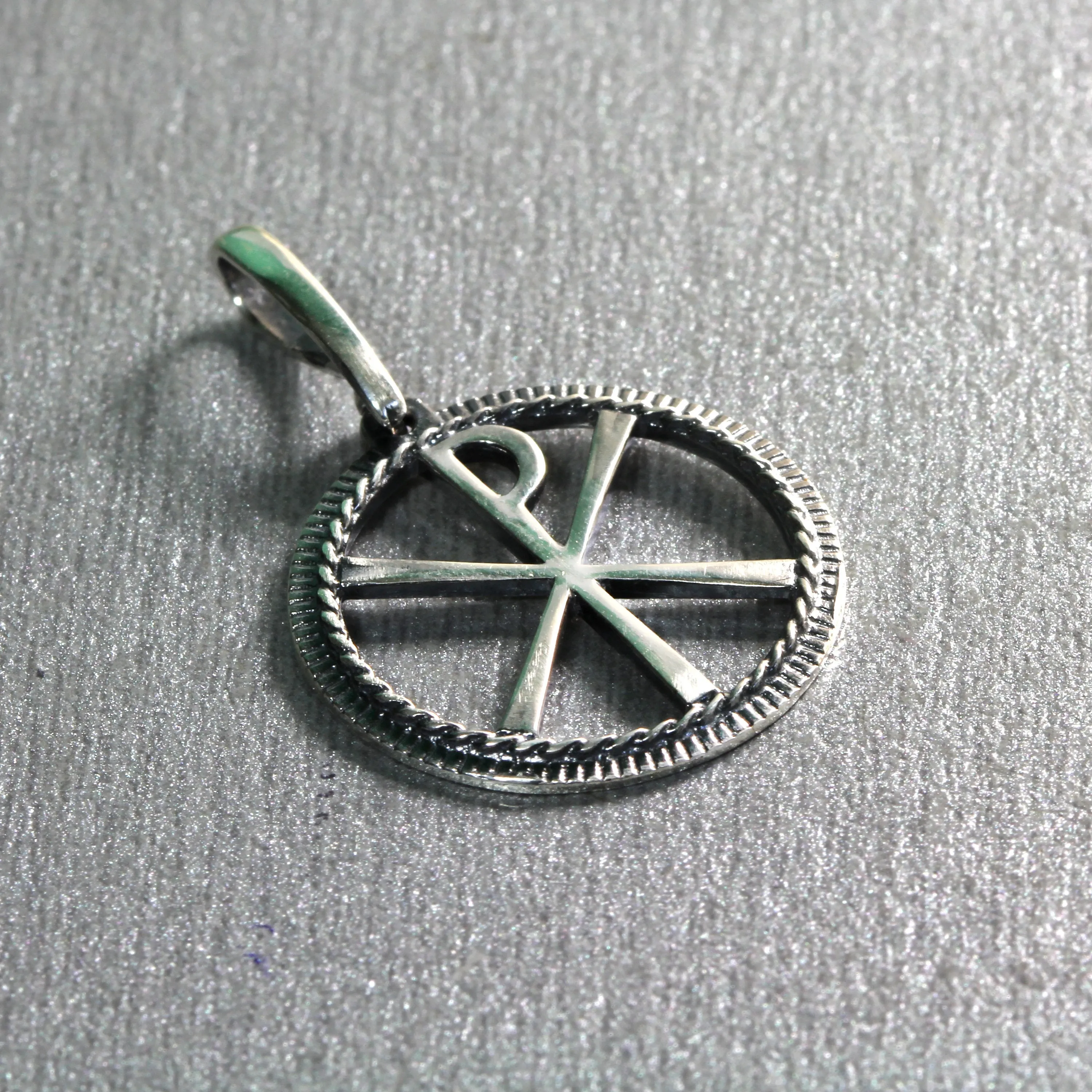 Chi Rho Symbol Jesus Christ Small Light Silver 925 Pendant