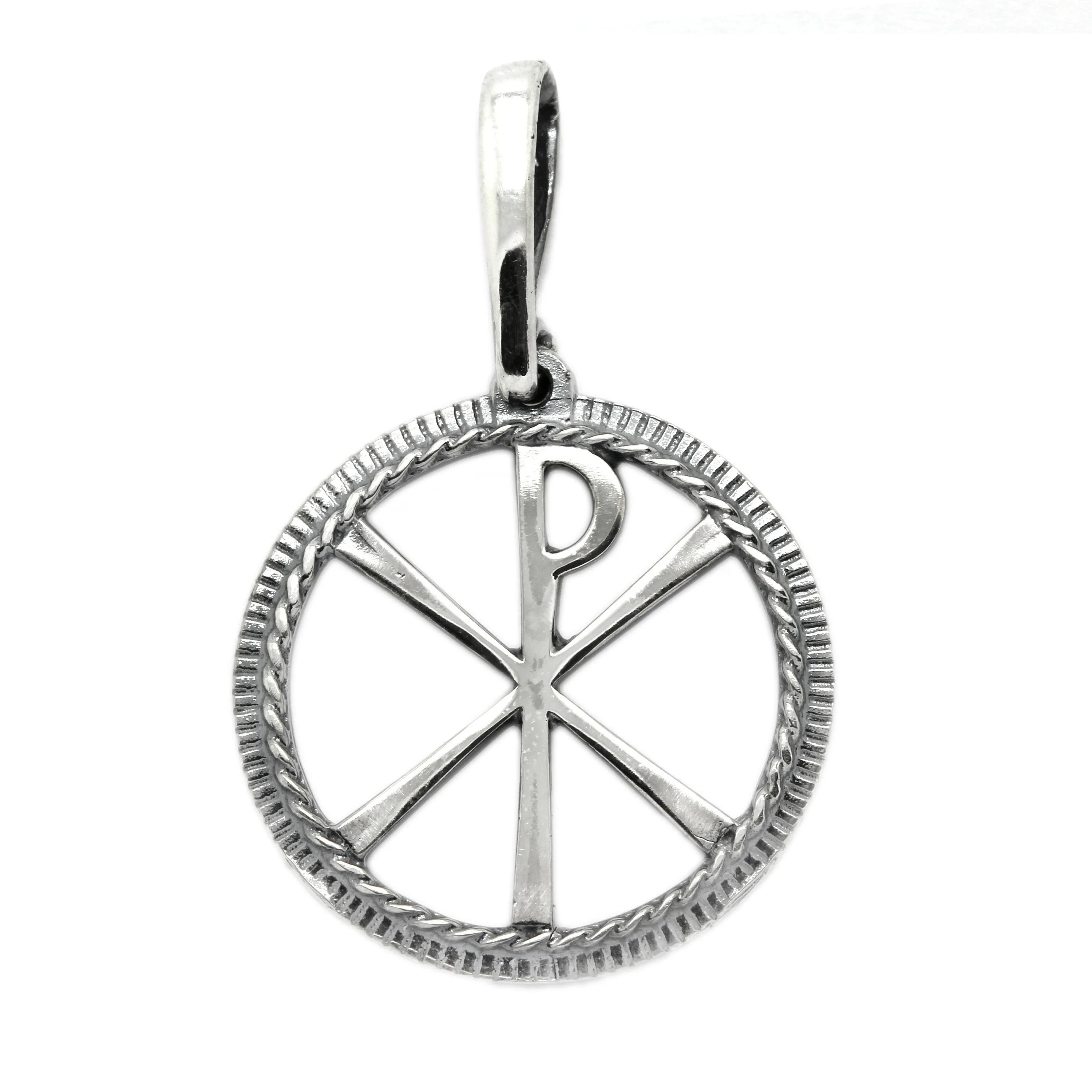 Chi Rho Symbol Jesus Christ Small Light Silver 925 Pendant