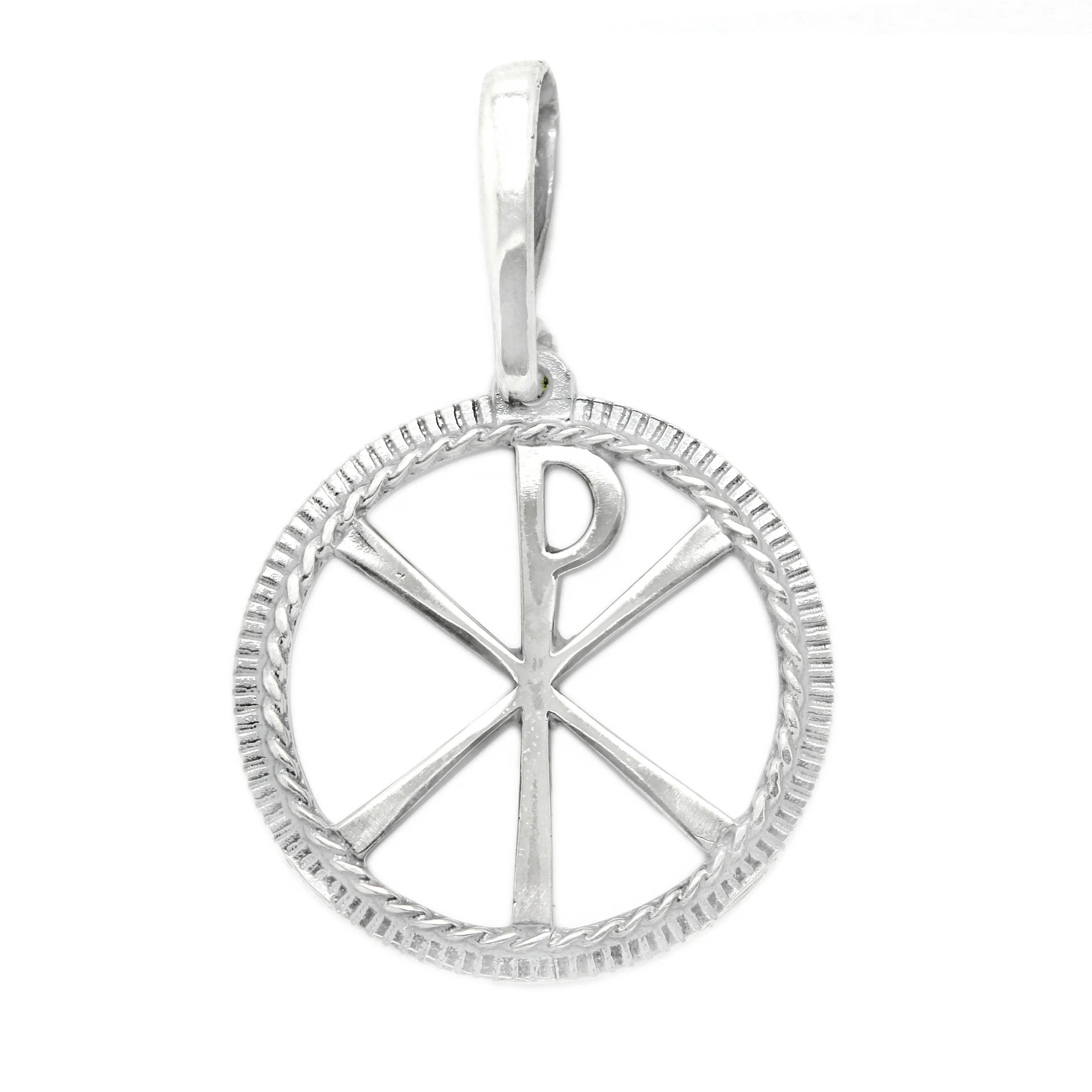 Chi Rho Symbol Jesus Christ Small Light Silver 925 Pendant