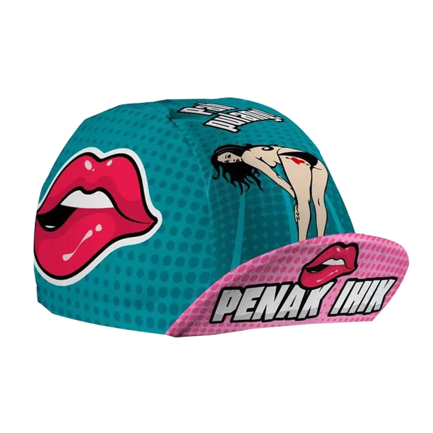Classic Retro Pizza Fish With Wings Bulldog Cartoon Print Polyester Bicycle Women's Men's Caps Quick Drying Elasticity