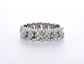 Half-Way Diamond-Encrusted Curb Link Ring (0.63Ctw)