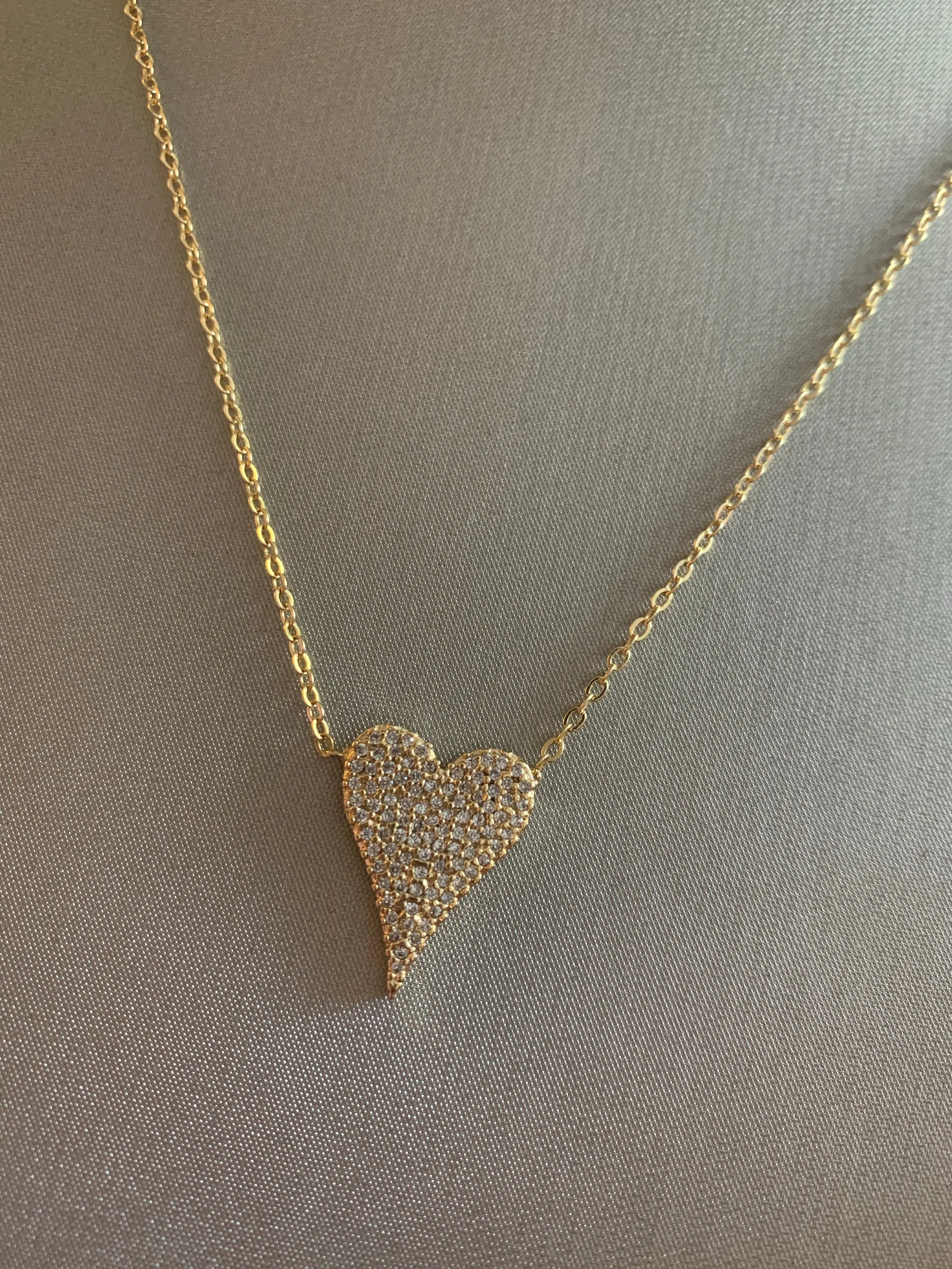 CZ Heart Shaped Pendant Necklace