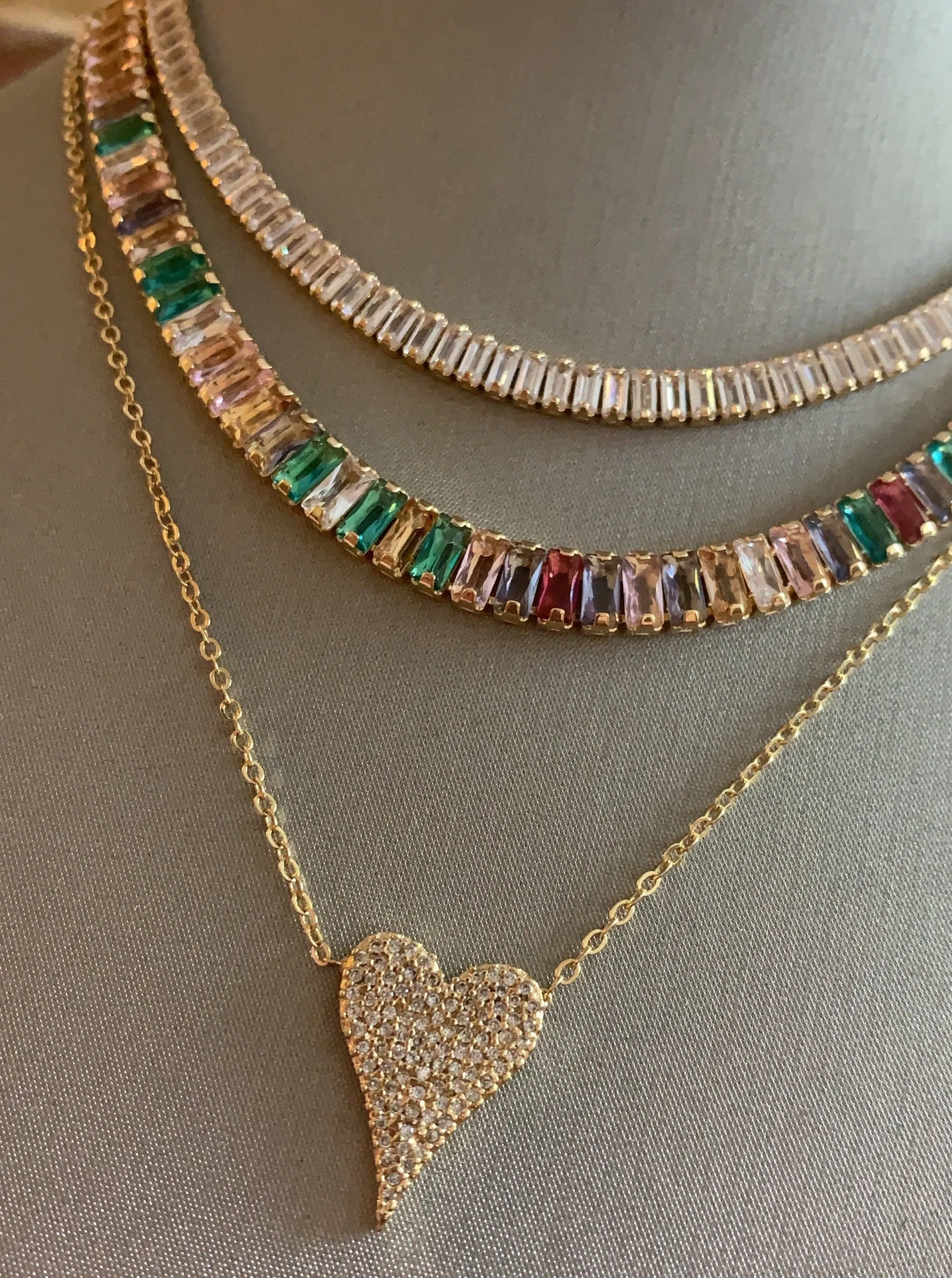 CZ Heart Shaped Pendant Necklace