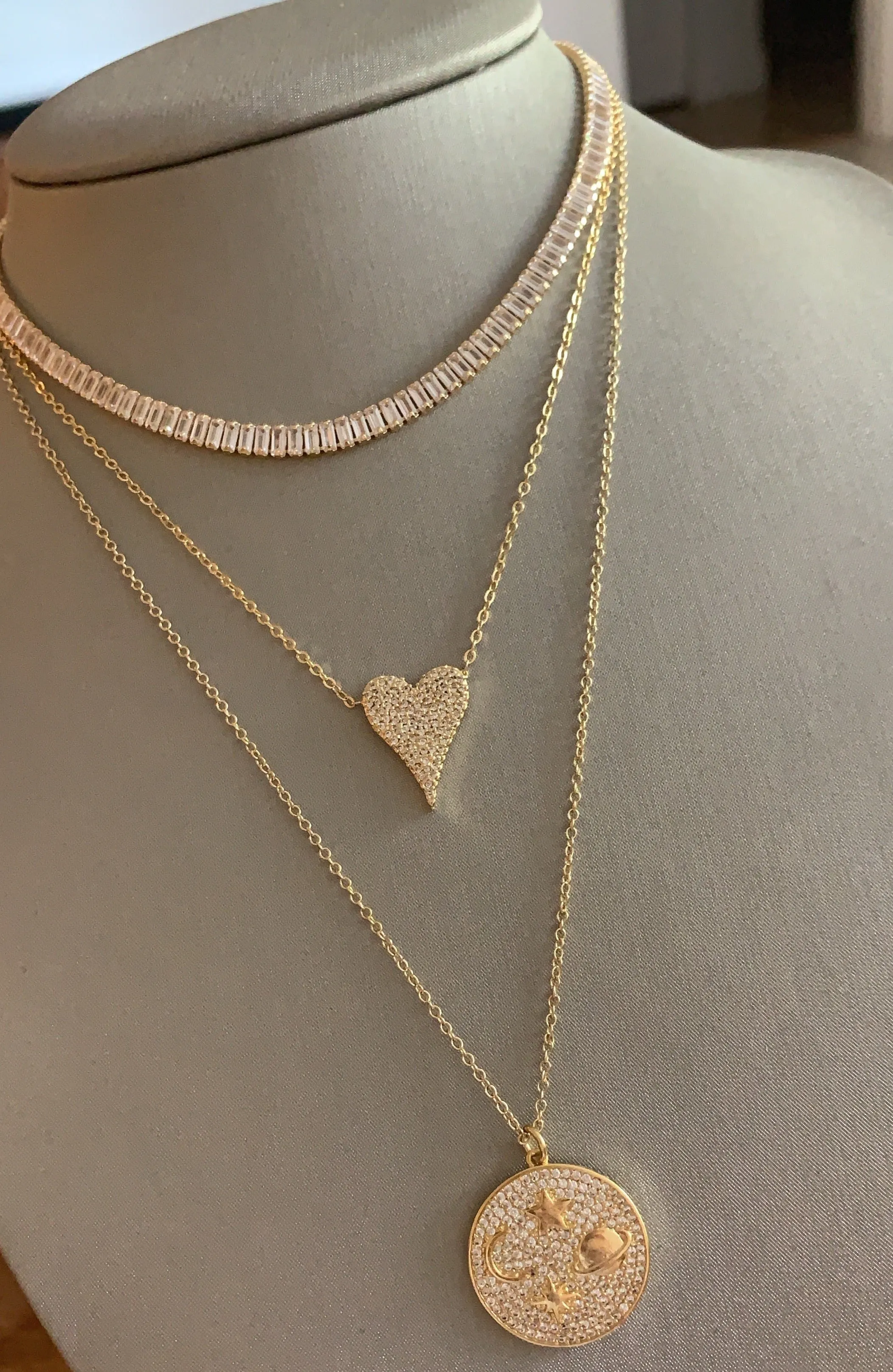 CZ Heart Shaped Pendant Necklace