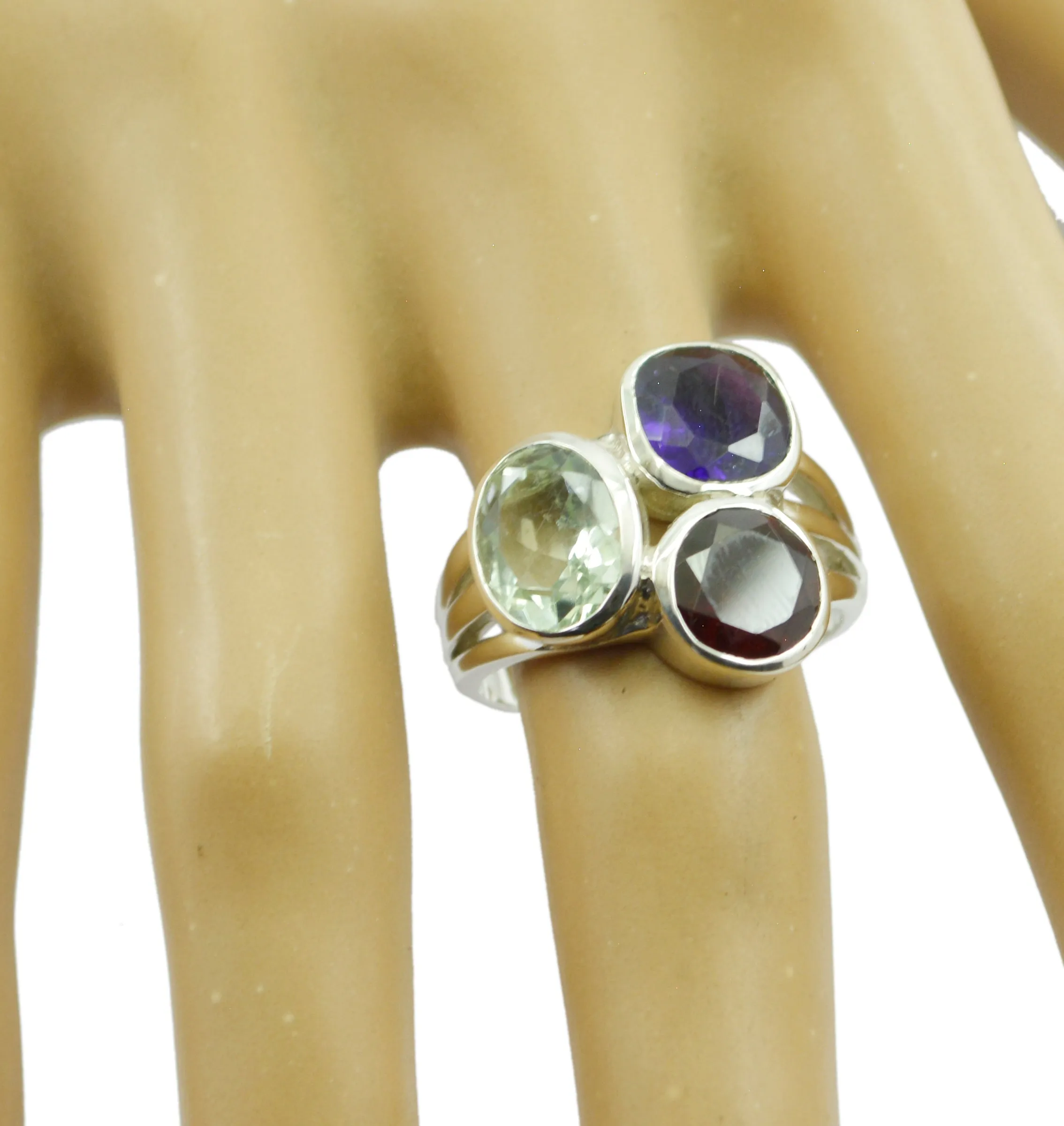 Desirable Gems Multi Stone 925 Sterling Silver Rings Angel Wing Jewelry