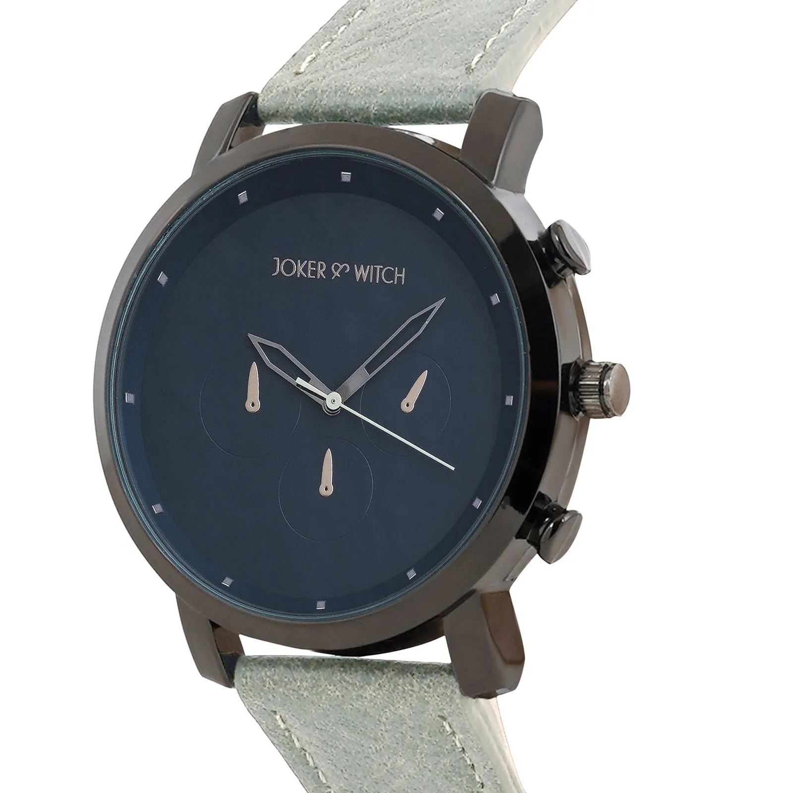 Hudson Blue Dial Light Grey PU Strap Watch
