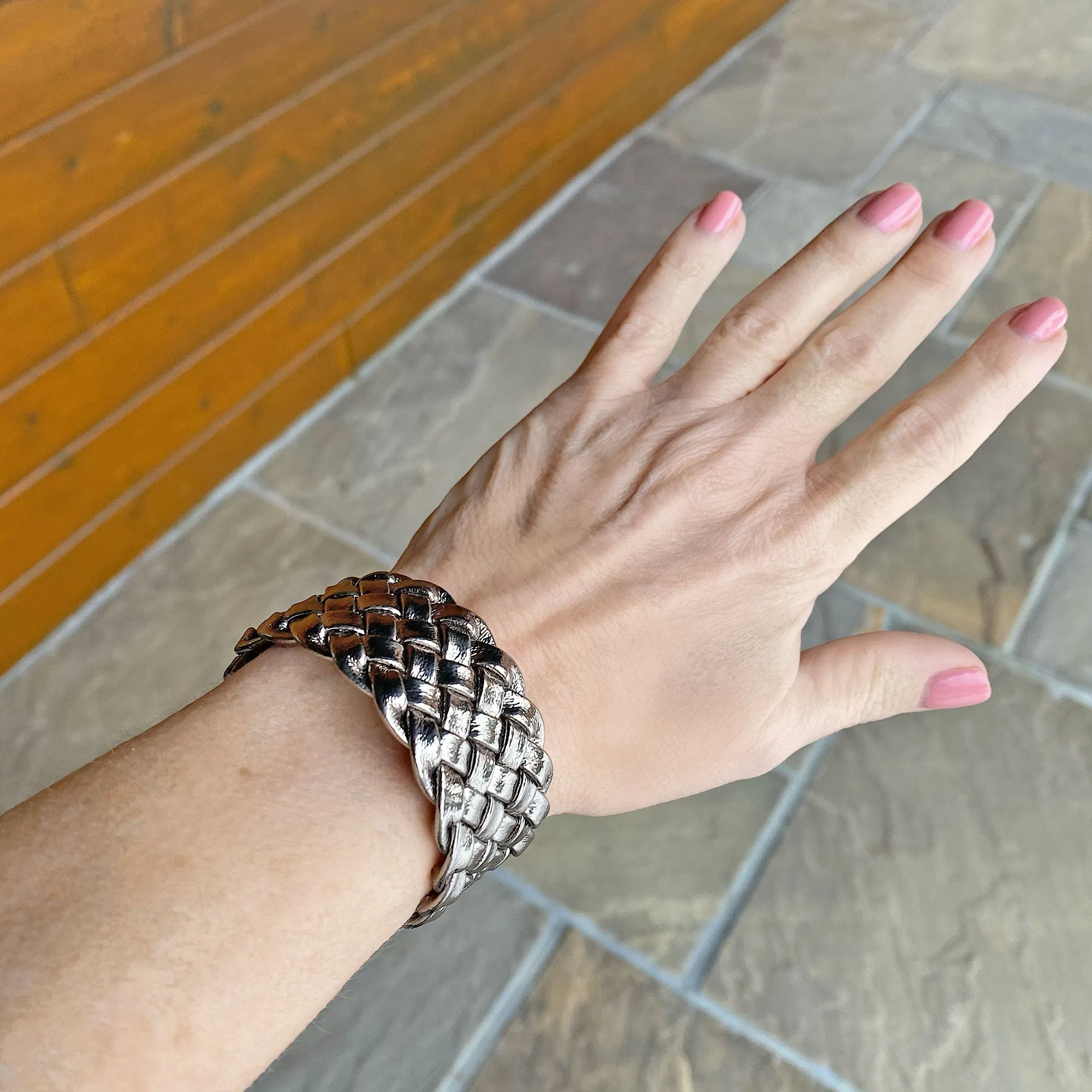 JOEL gun metal braided cuff bracelet