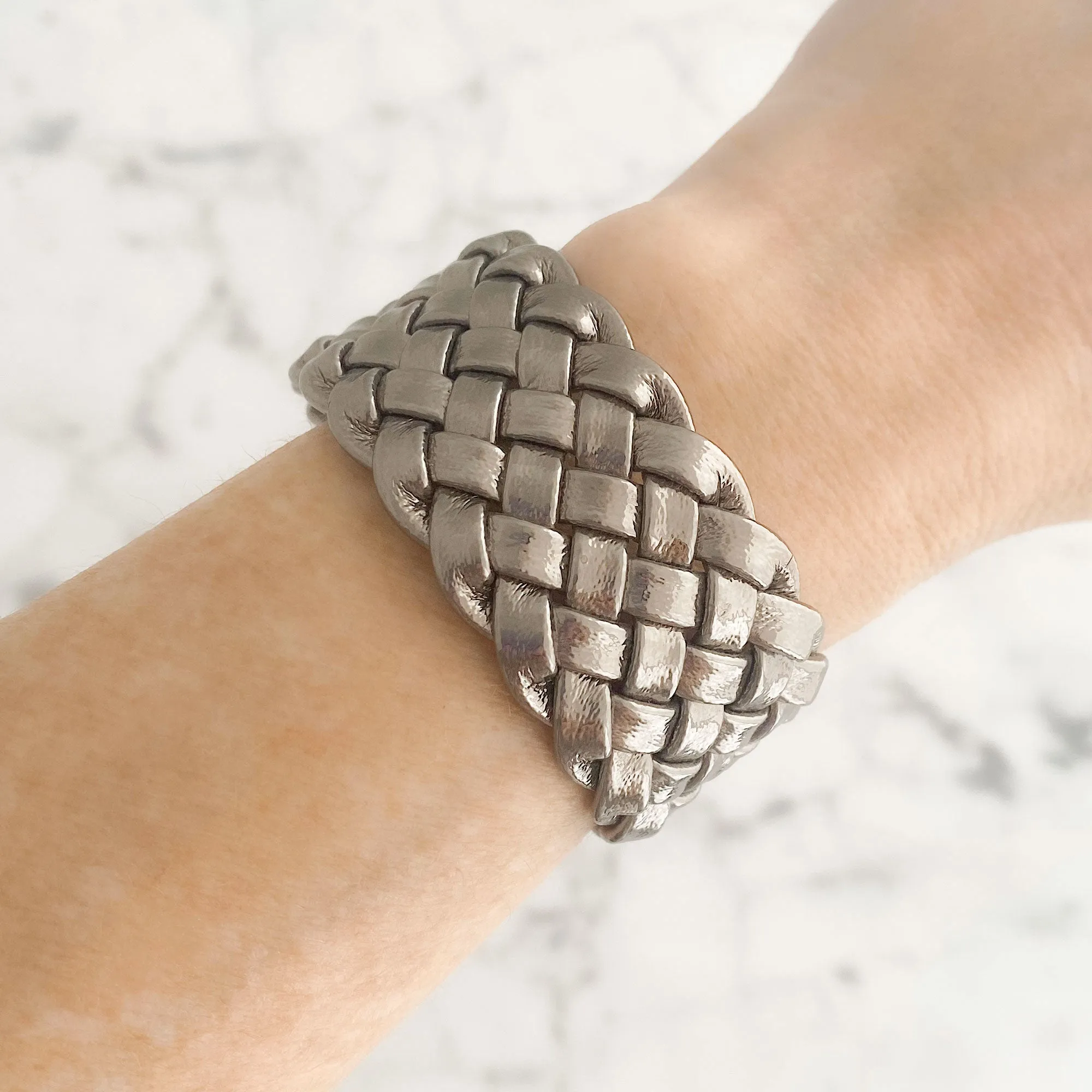 JOEL gun metal braided cuff bracelet