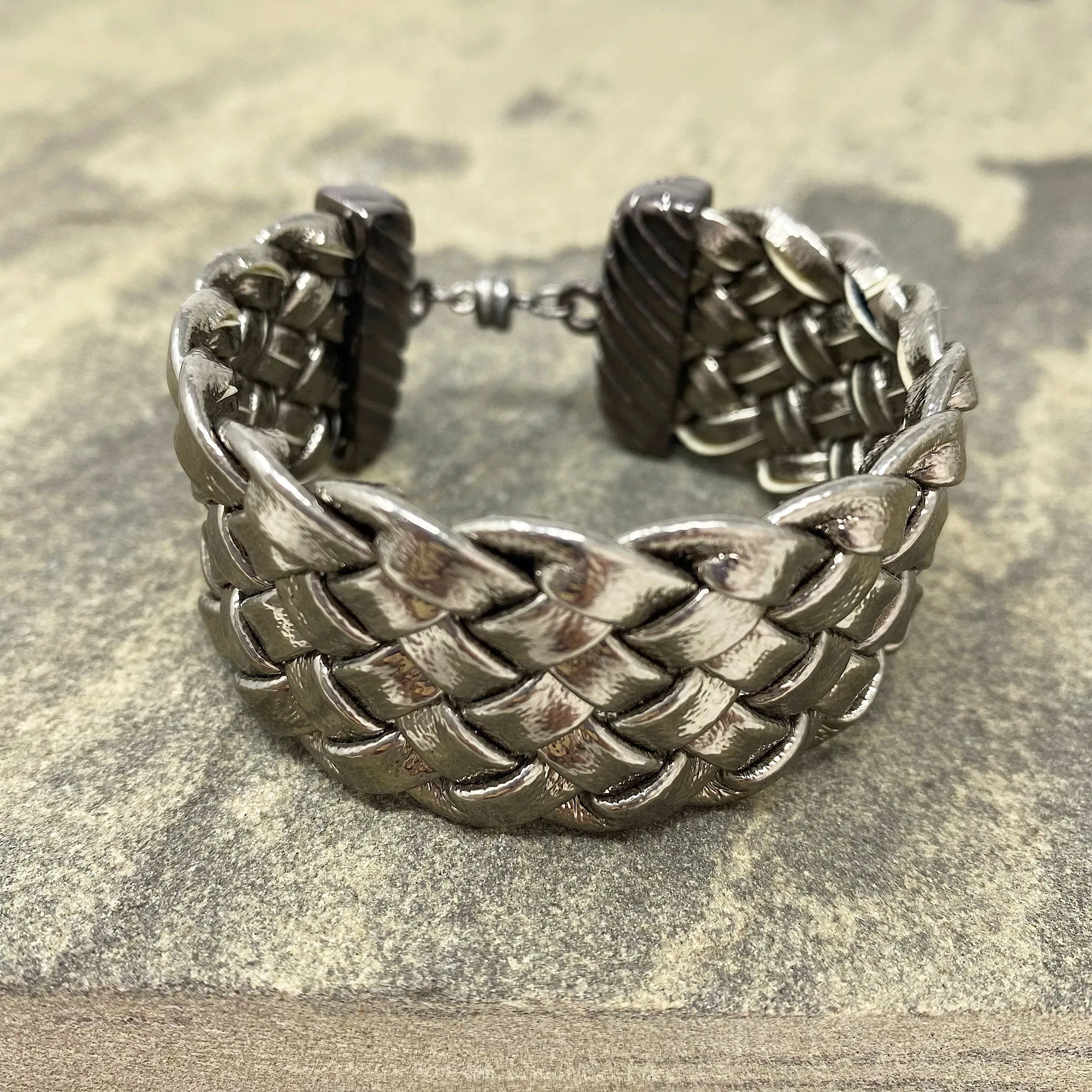 JOEL gun metal braided cuff bracelet