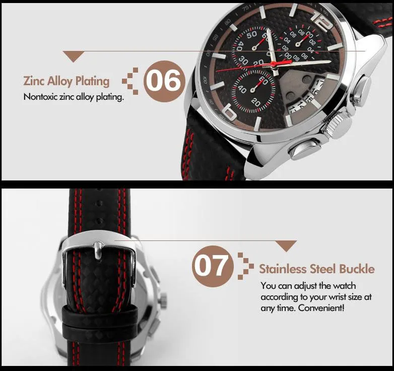 Luxury Leather Strap Waterproof Wristhwatch