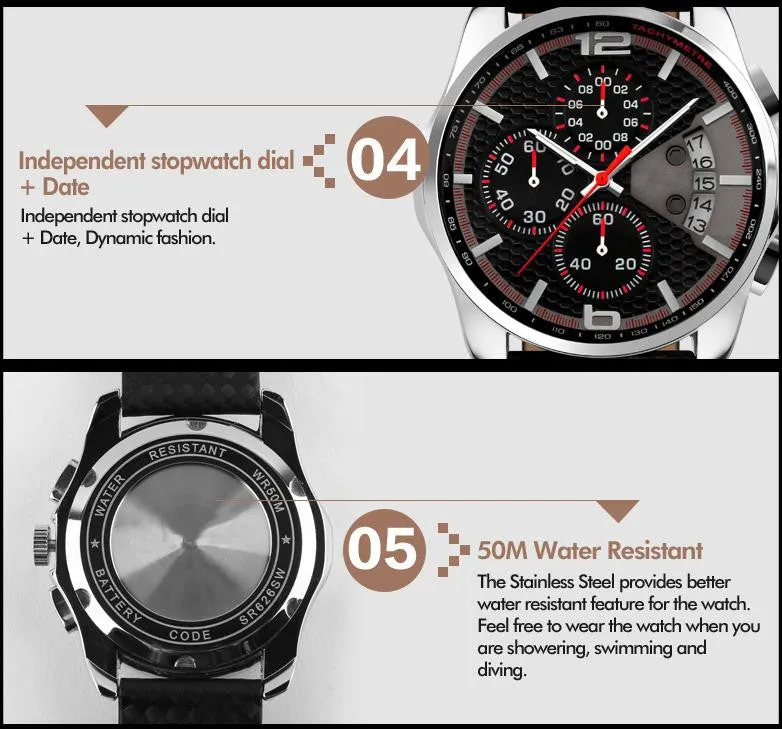 Luxury Leather Strap Waterproof Wristhwatch