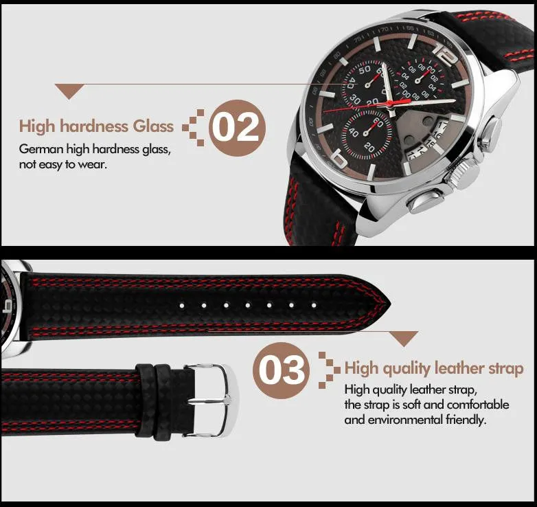 Luxury Leather Strap Waterproof Wristhwatch