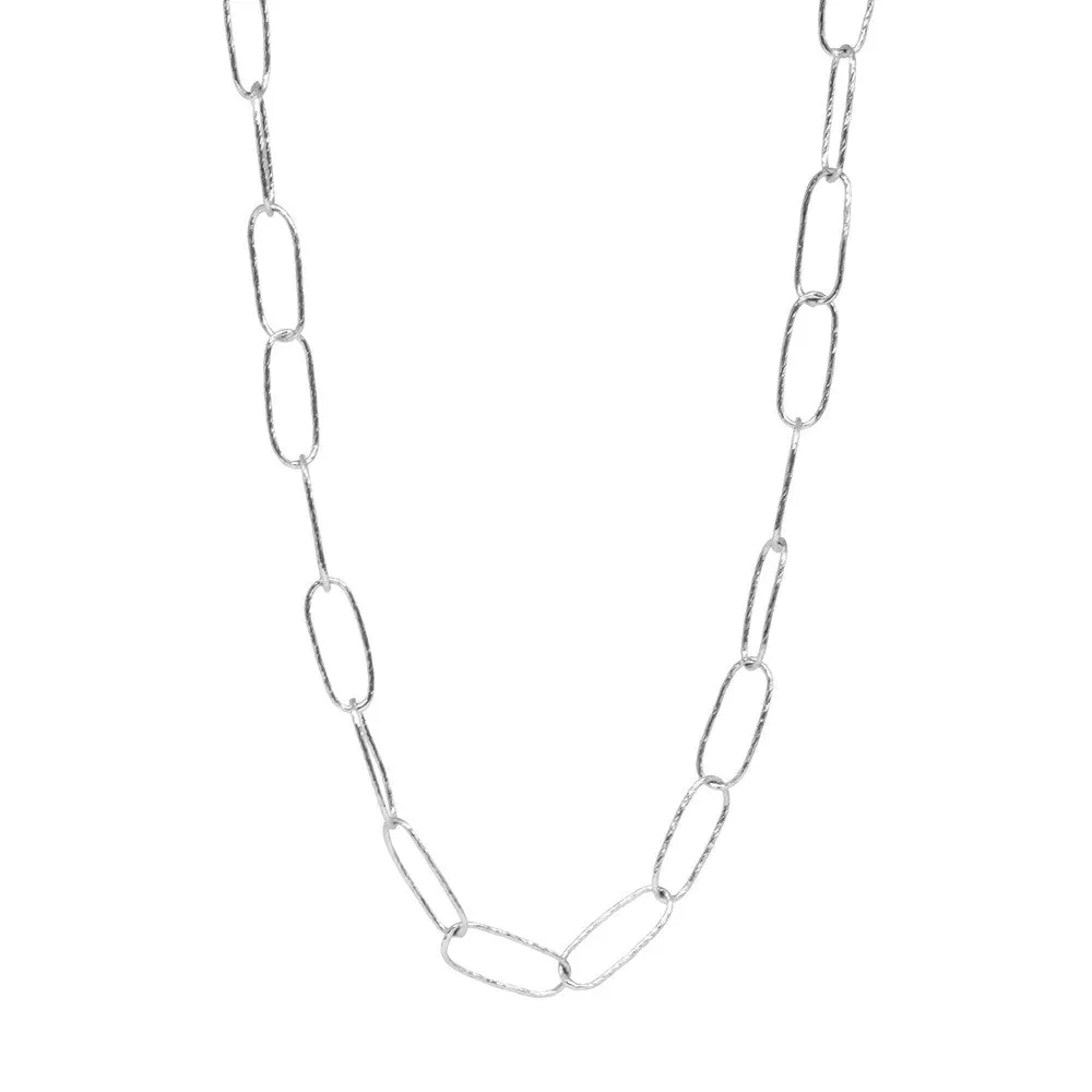 Maxi Textured Paperclip 14k White Gold Chain