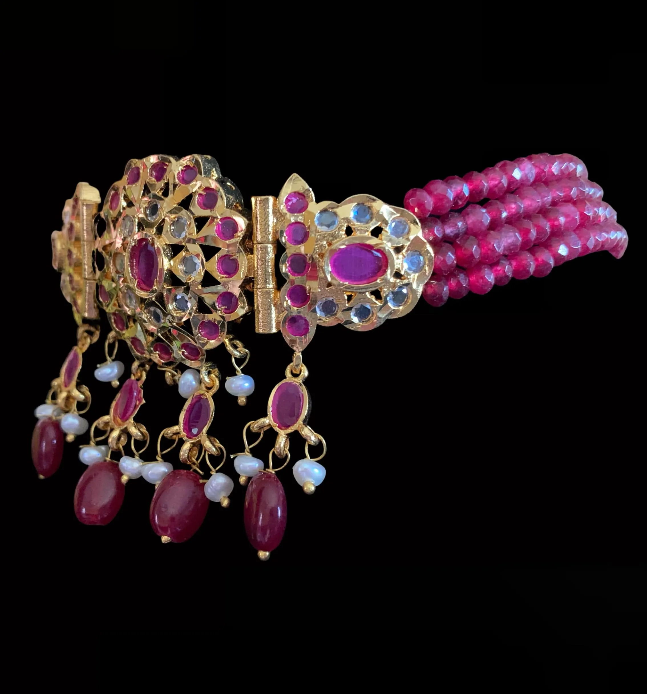 Mushk choker in ruby  beads ( READY TO SHIP  )