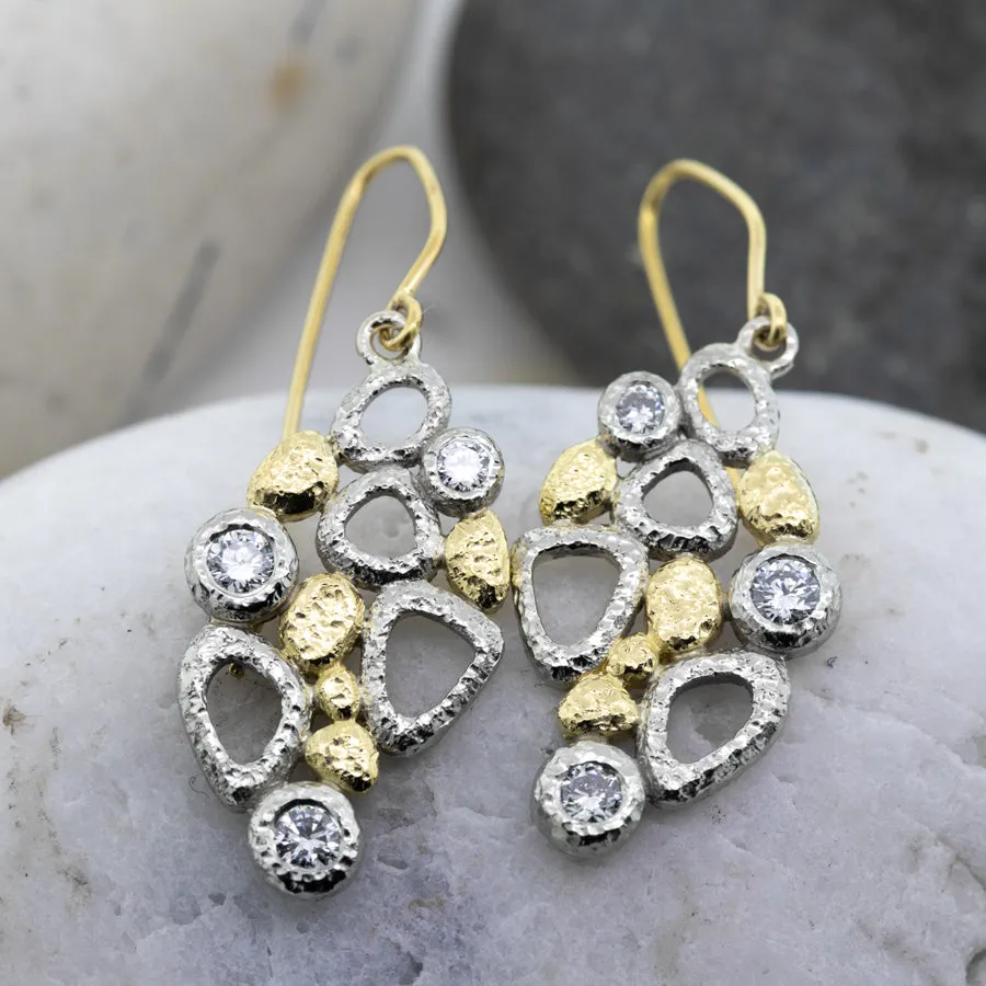 Open Cascading Pebbles Earrings