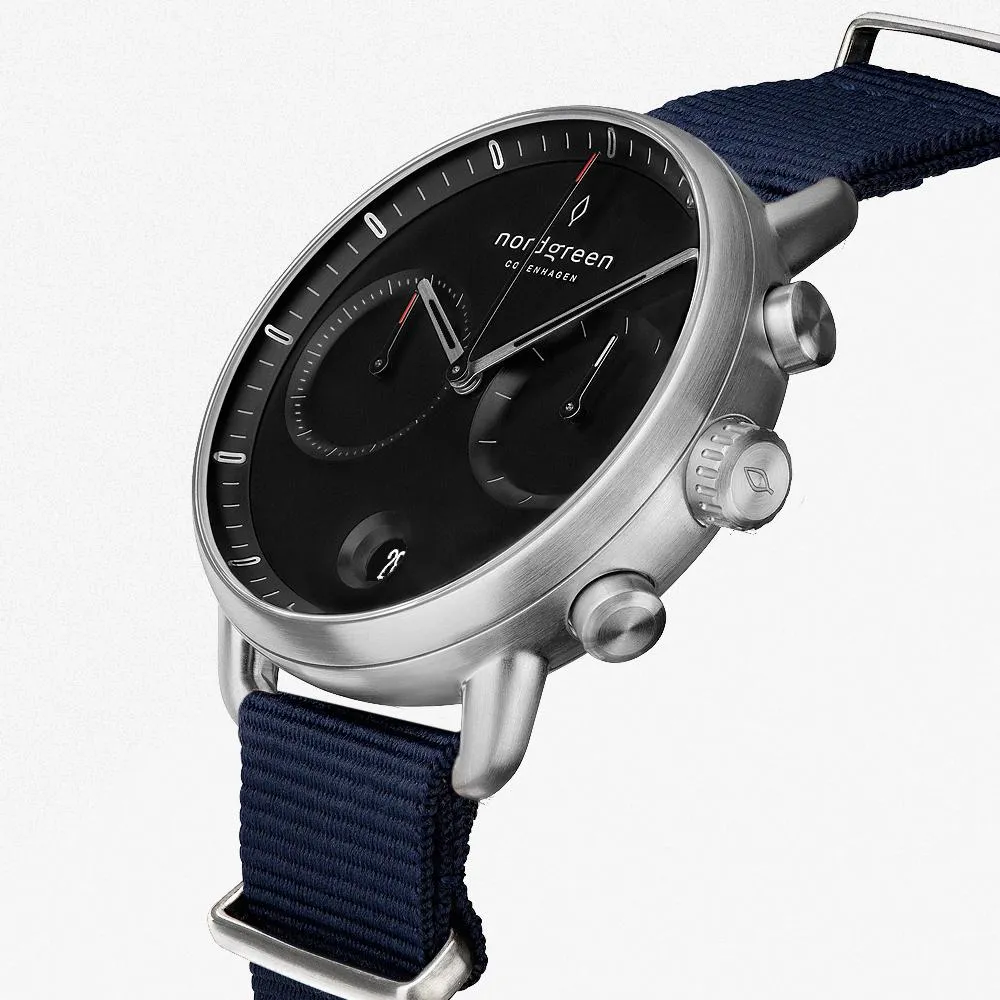 Pioneer - BUNDLE Black Dial Silver  | Silver Mesh / Navy Nylon / Black Leather Strap