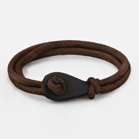 PORT SUDAN Distressed Leather Thimble Charm Bracelets Mens Womens Wrap Wristbands Brown Matte Black