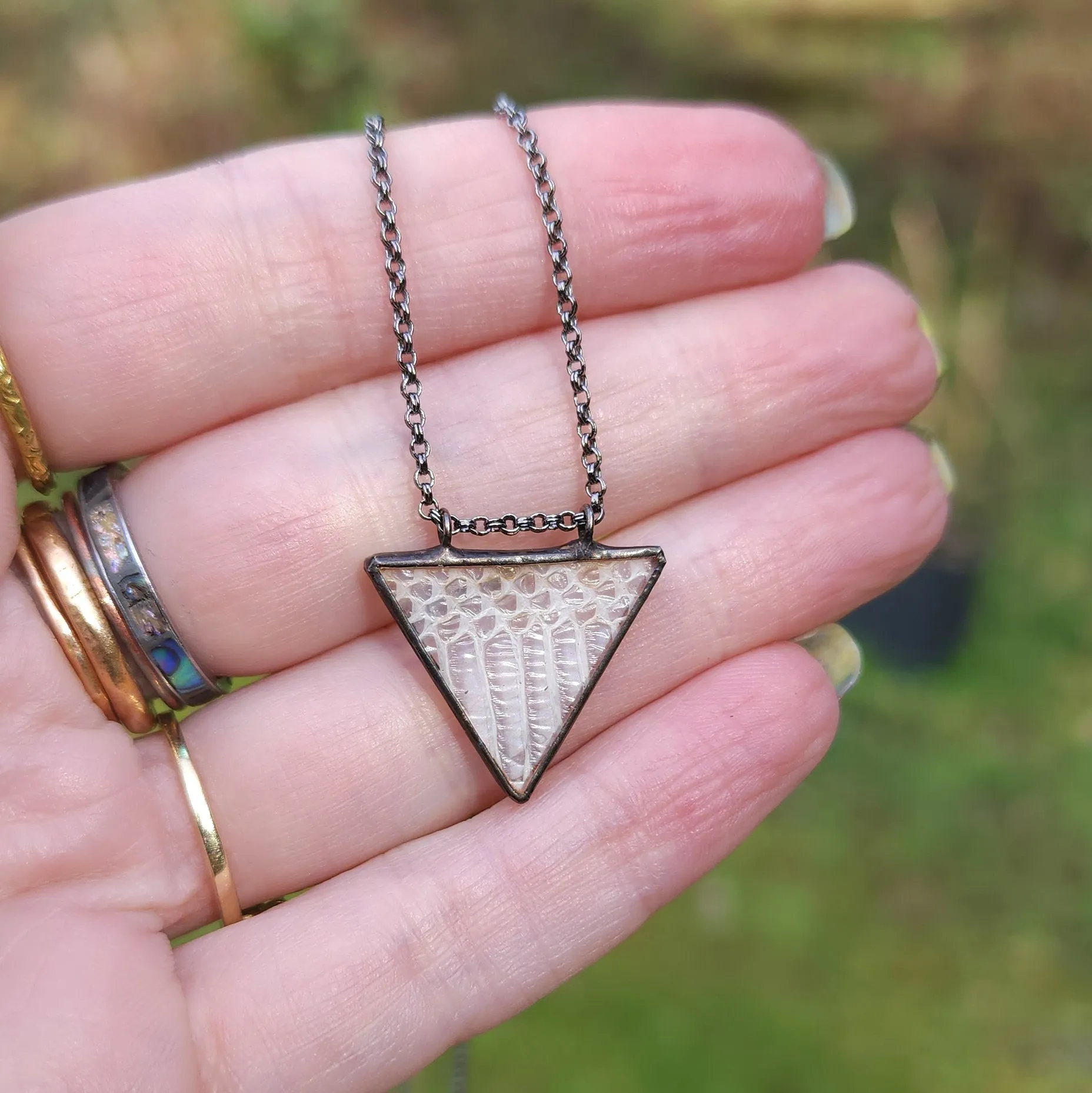 Snakeskin Shed Triangle Necklace