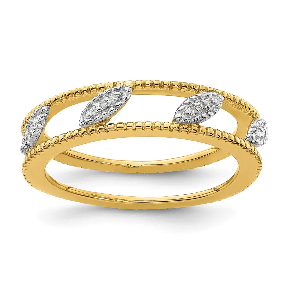 Stackable Expressions Gold-Plated Diamond Jacket Ring in Sterling Silver