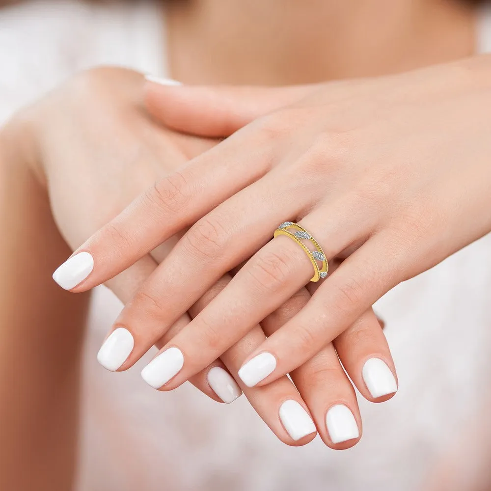 Stackable Expressions Gold-Plated Diamond Jacket Ring in Sterling Silver