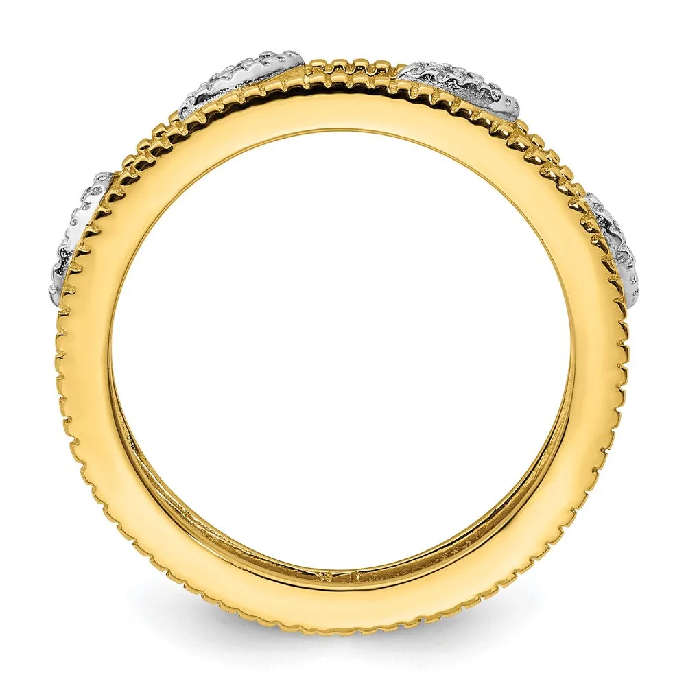 Stackable Expressions Gold-Plated Diamond Jacket Ring in Sterling Silver
