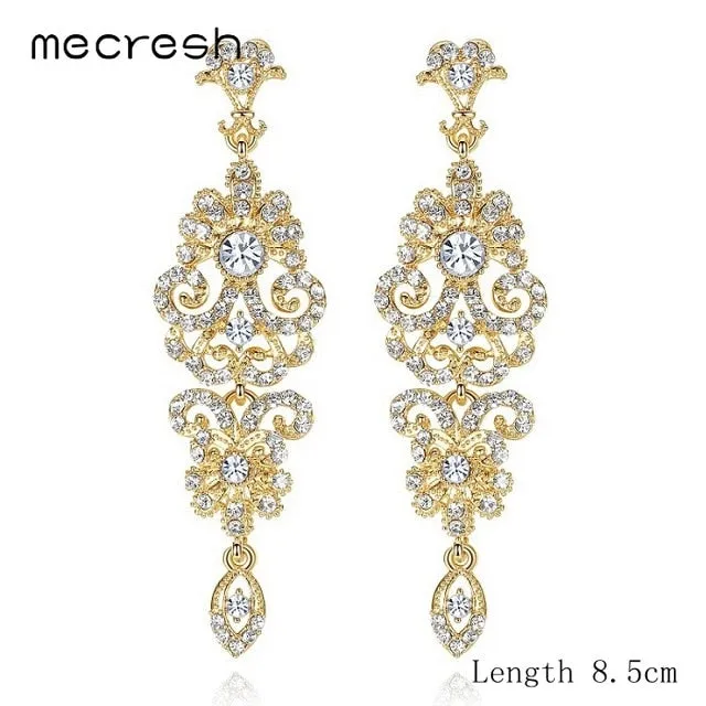 Stunning High Quality Rhinestone Long Crystal  Earrings