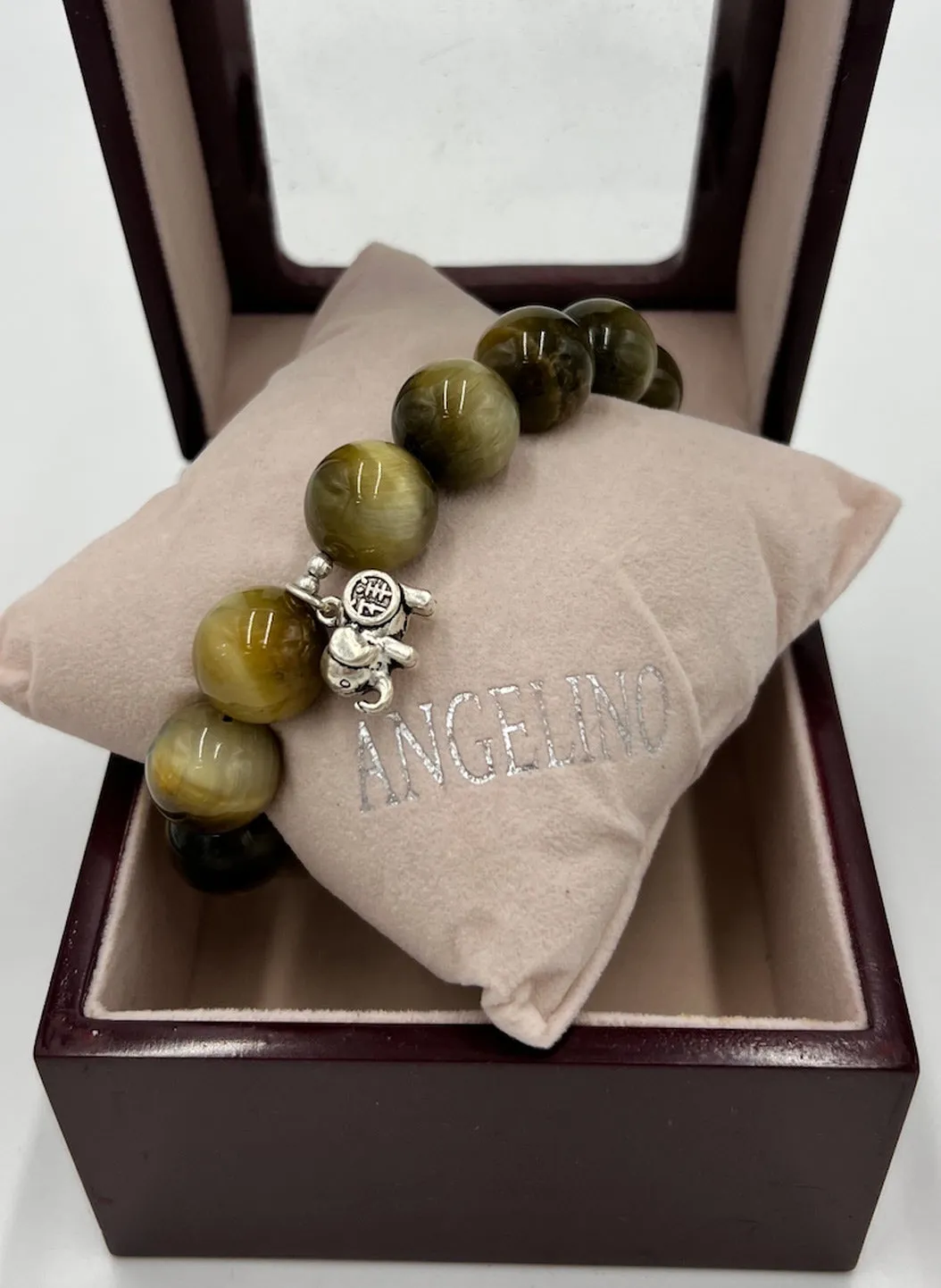 tiger eye bracelet, natural stone and silver
