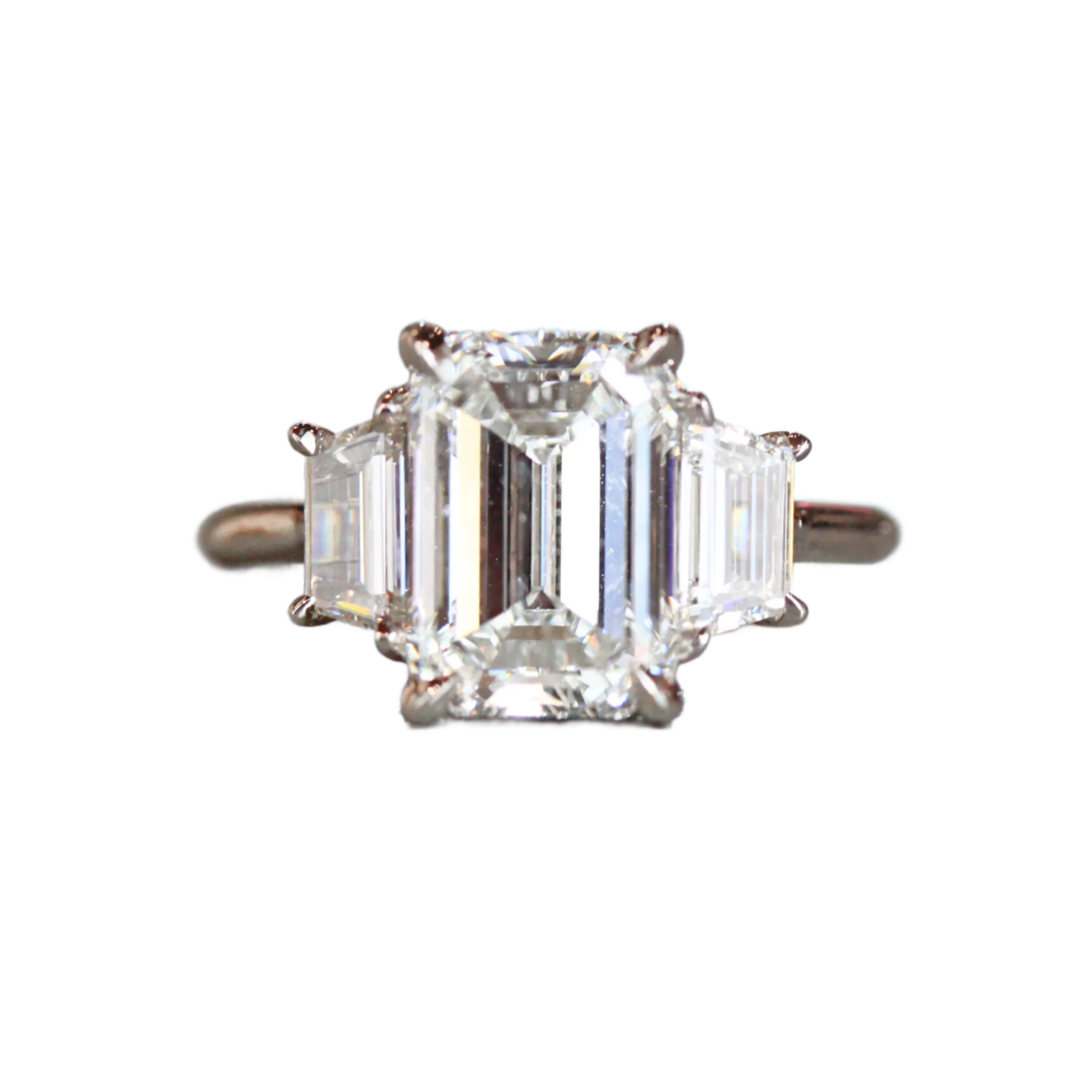 Trio Baguette Diamond Engagement Ring