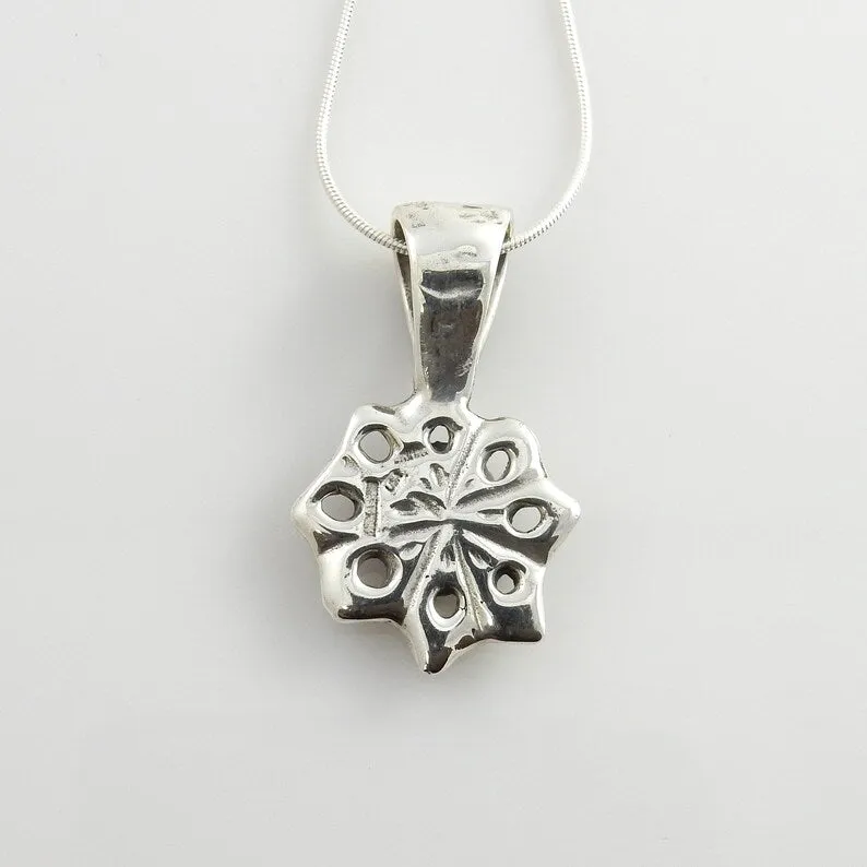 Unique Silver Spiderweb Turquoise Pendant