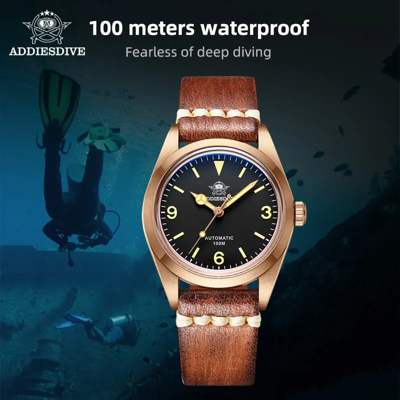 ★Weekly Deal★ADDIESDIVE Vintage 36mm Bronze Militarty Watch PT5000 （AD2024）
