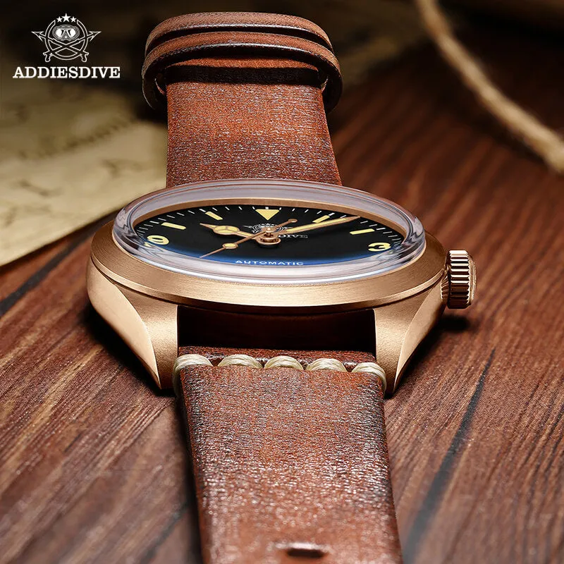 ★Weekly Deal★ADDIESDIVE Vintage 36mm Bronze Militarty Watch PT5000 （AD2024）